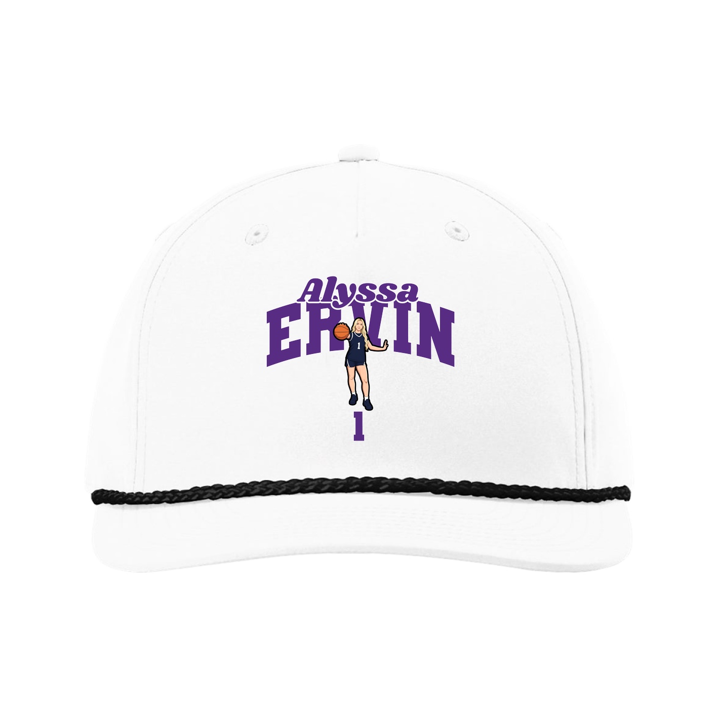 Five-Panel Classic Rope Cap — Signature Arch in White