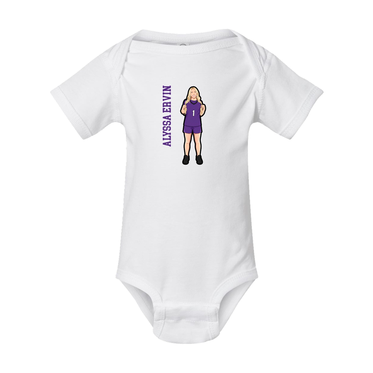 Baby Onesie — Name Vertical in White