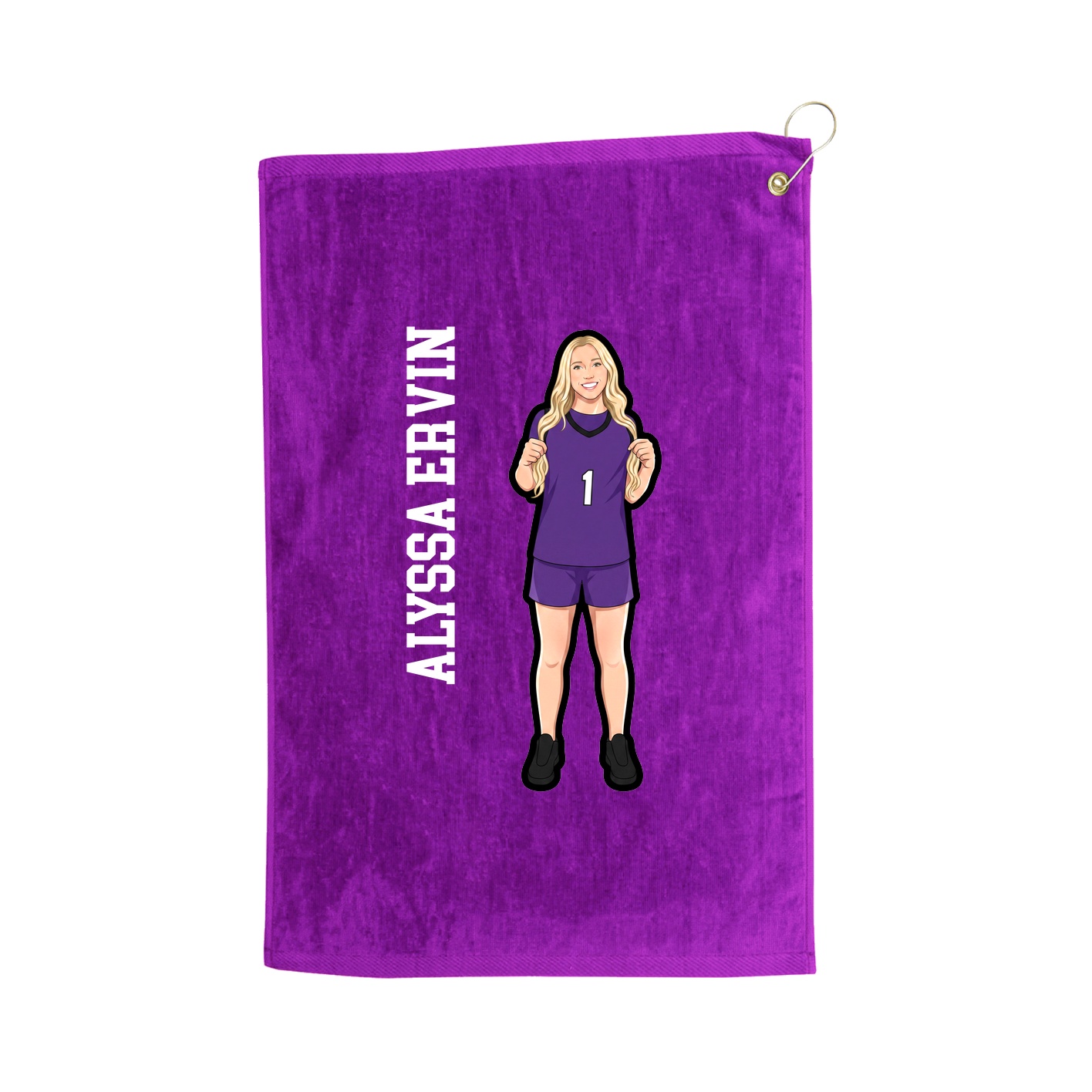 Golf Towel — Name Vertical in Purple