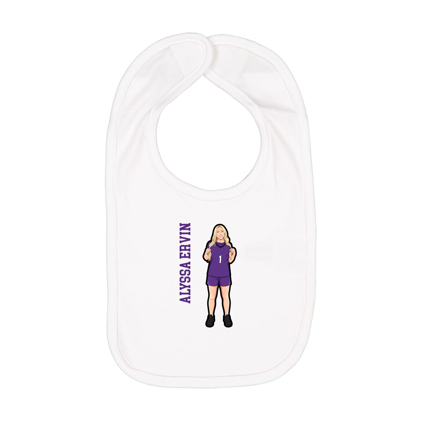 Infant Bib — Name Vertical in White