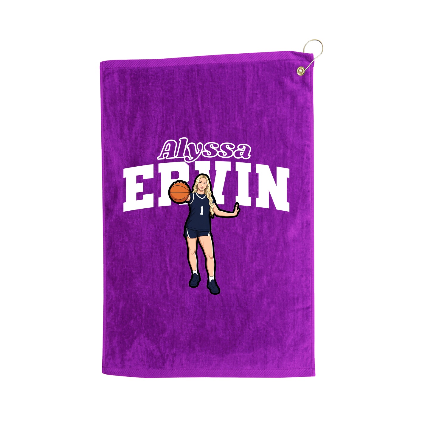Golf Towel — Name Arch in Purple