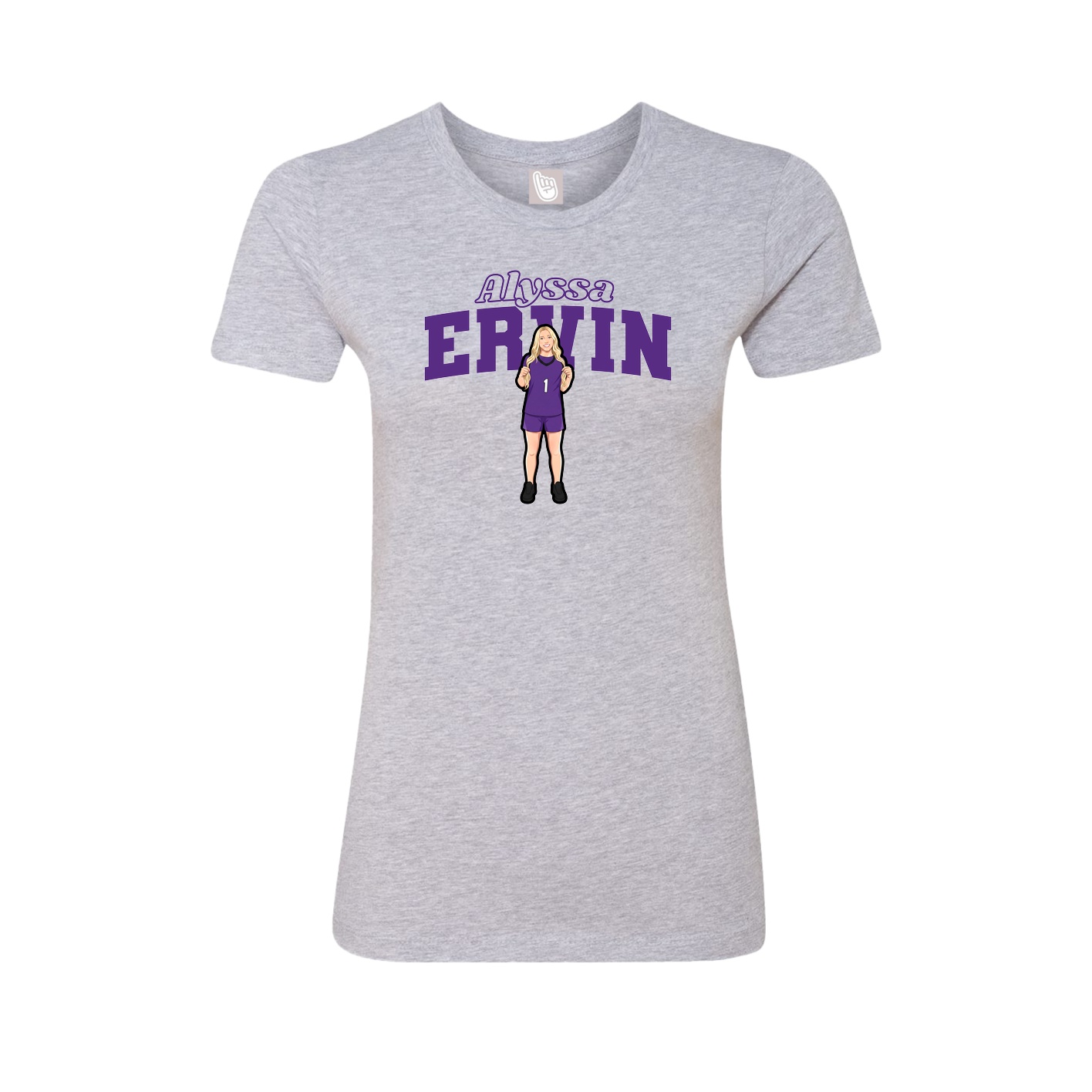 Fitted Women's Tee — Name Arch in Grey