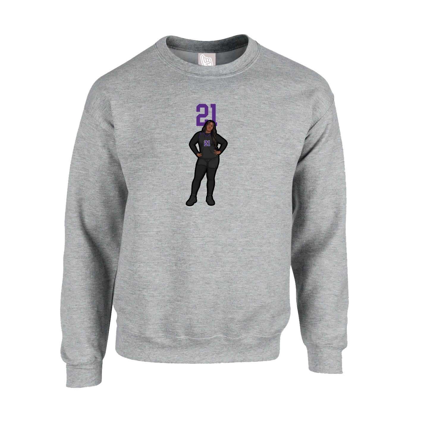 Fleece Crew — Number Top in Grey