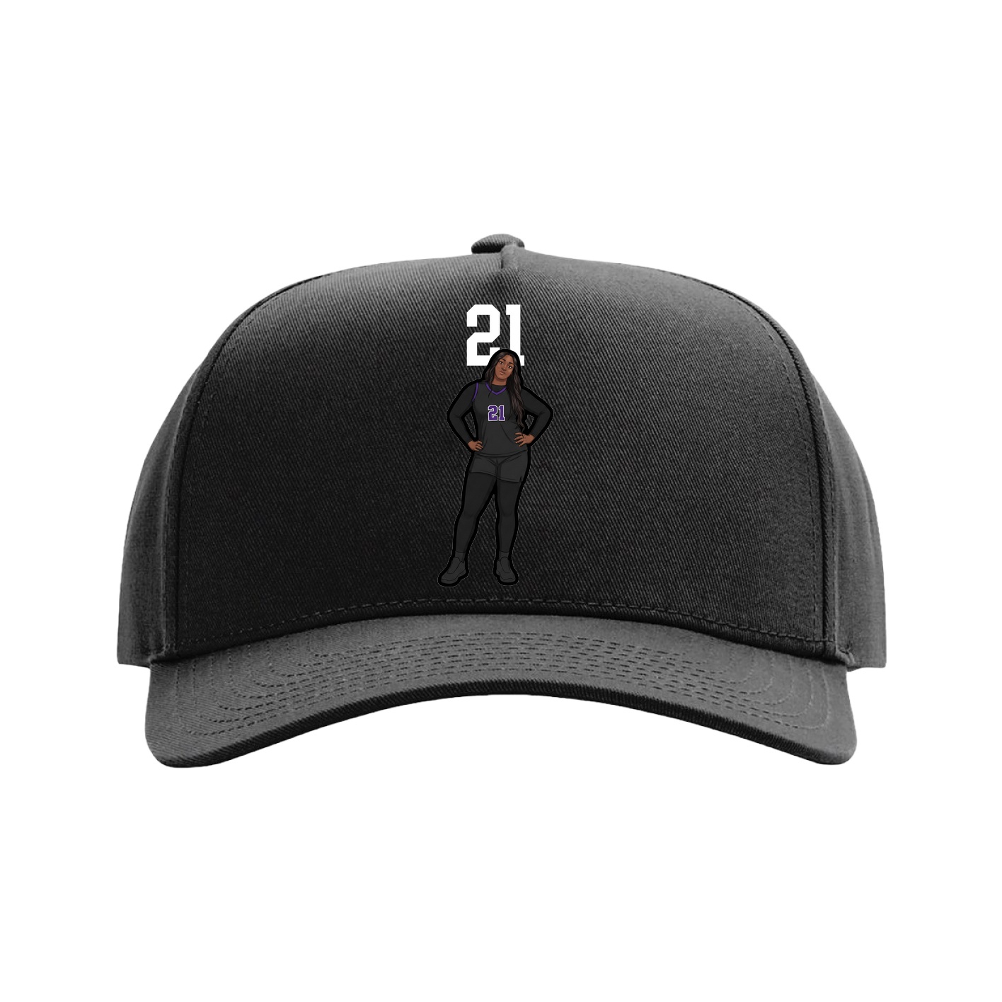 Full Fabric Five-Panel Champ Cap — Number Top in Black