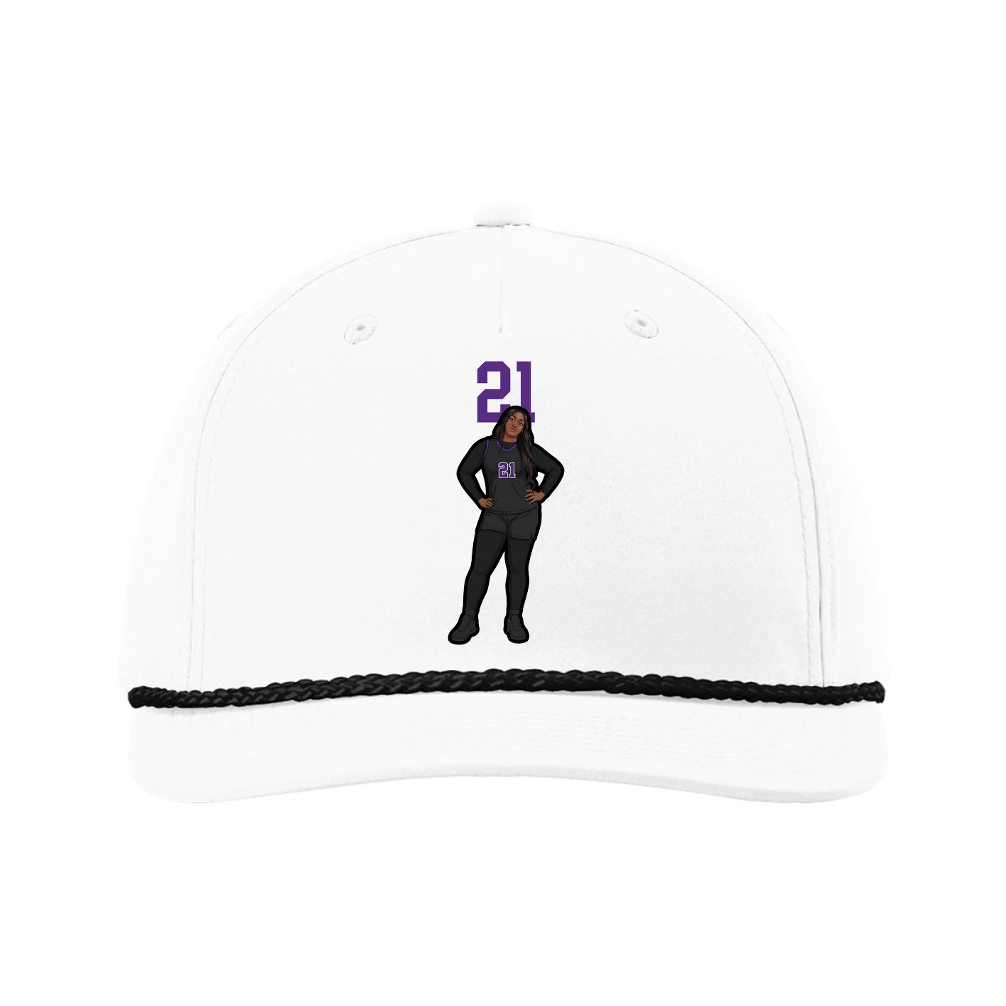 Five-Panel Classic Rope Cap — Number Top in White