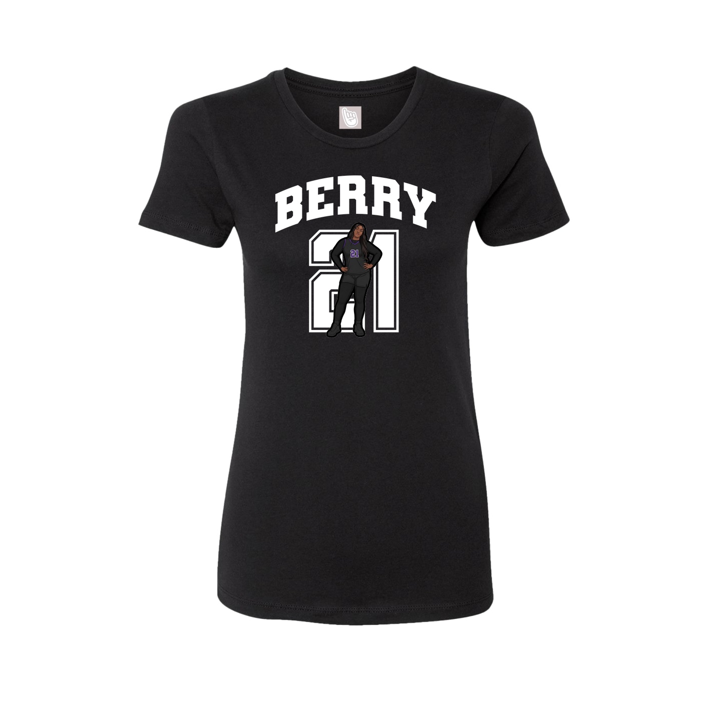 Fitted Women's Tee — Number in Black