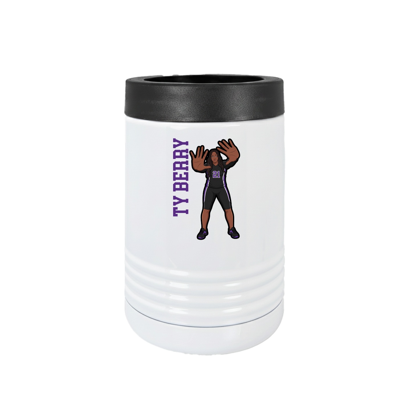 Beverage Holder — Name Vertical in White