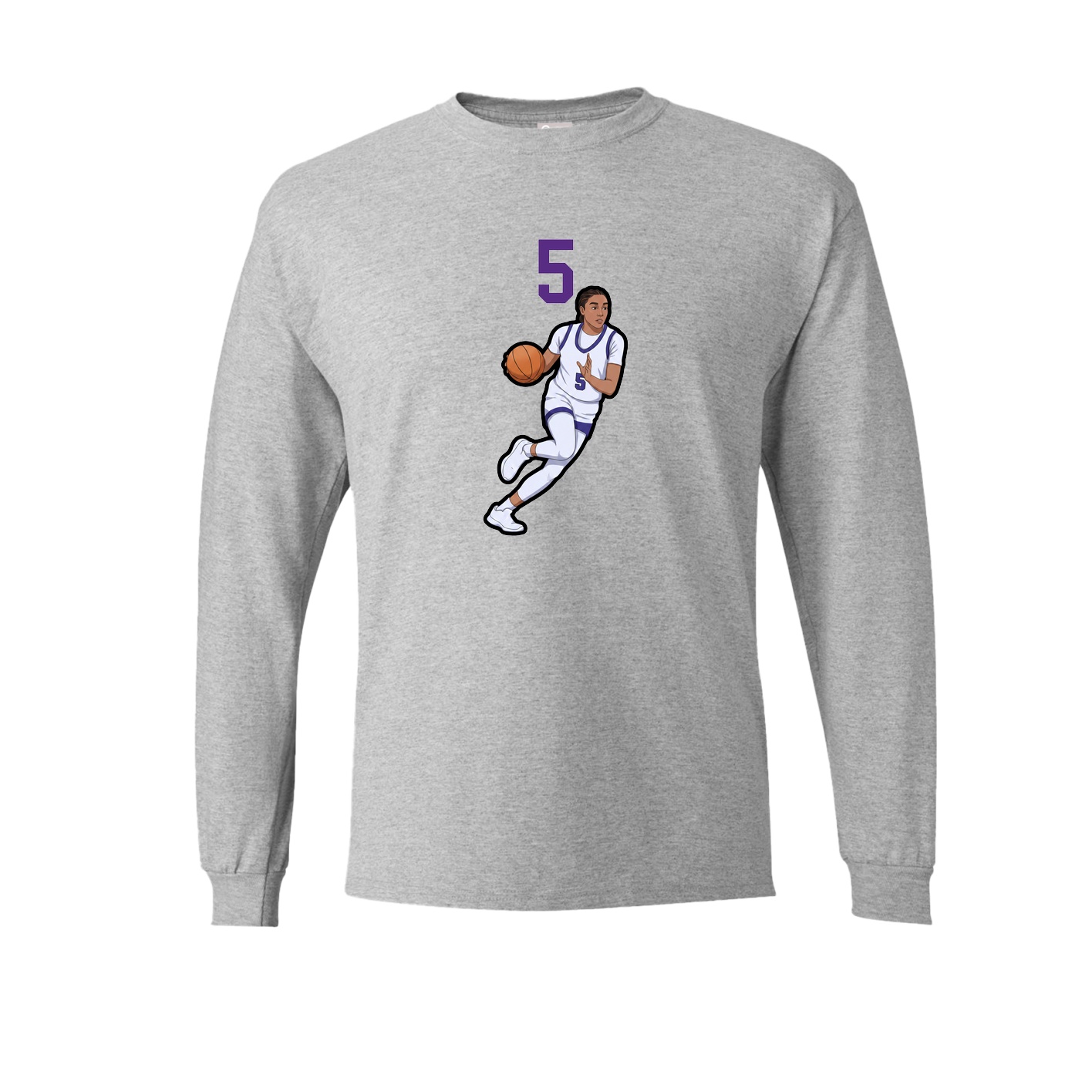 Long Sleeve Tee — Number Top in Grey