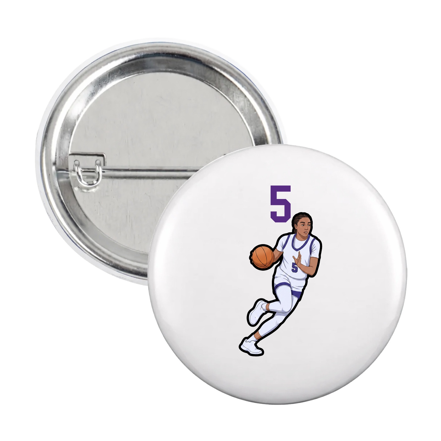 Game Day Button — Number Top in White