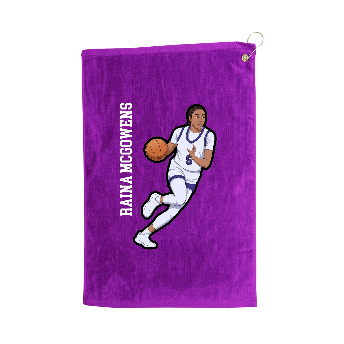 Golf Towel — Name Vertical in Purple