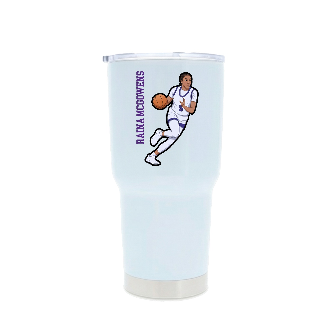 30oz Stainless Steel Tumbler — Name Vertical in White