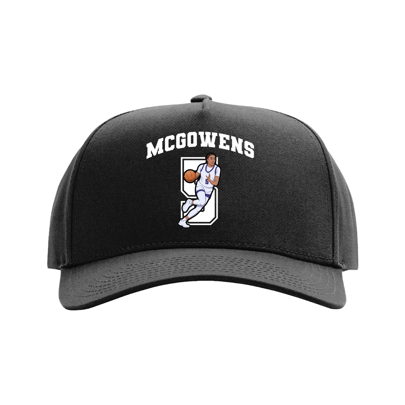 Full Fabric Five-Panel Champ Cap — Number in Black