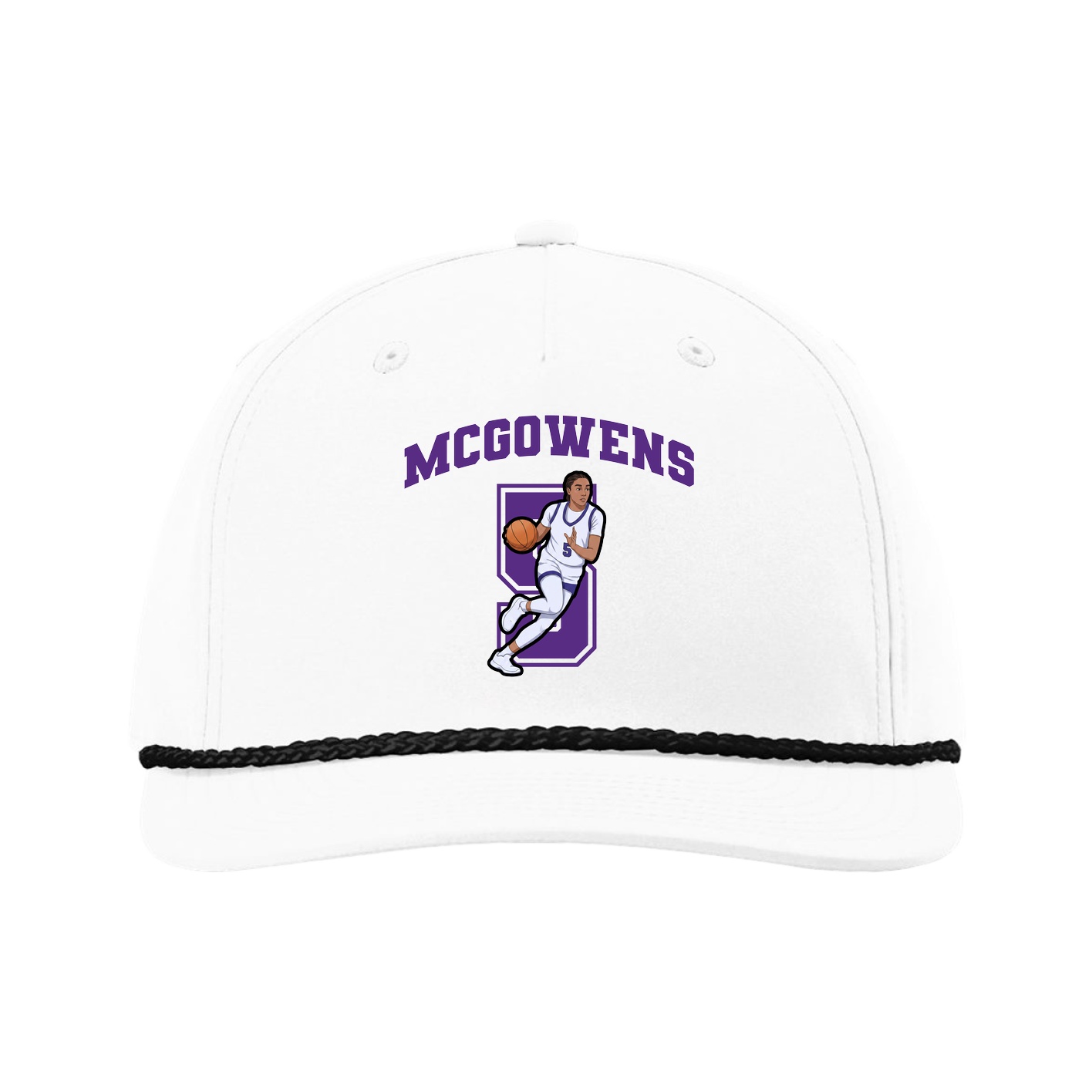 Five-Panel Classic Rope Cap — Number in White