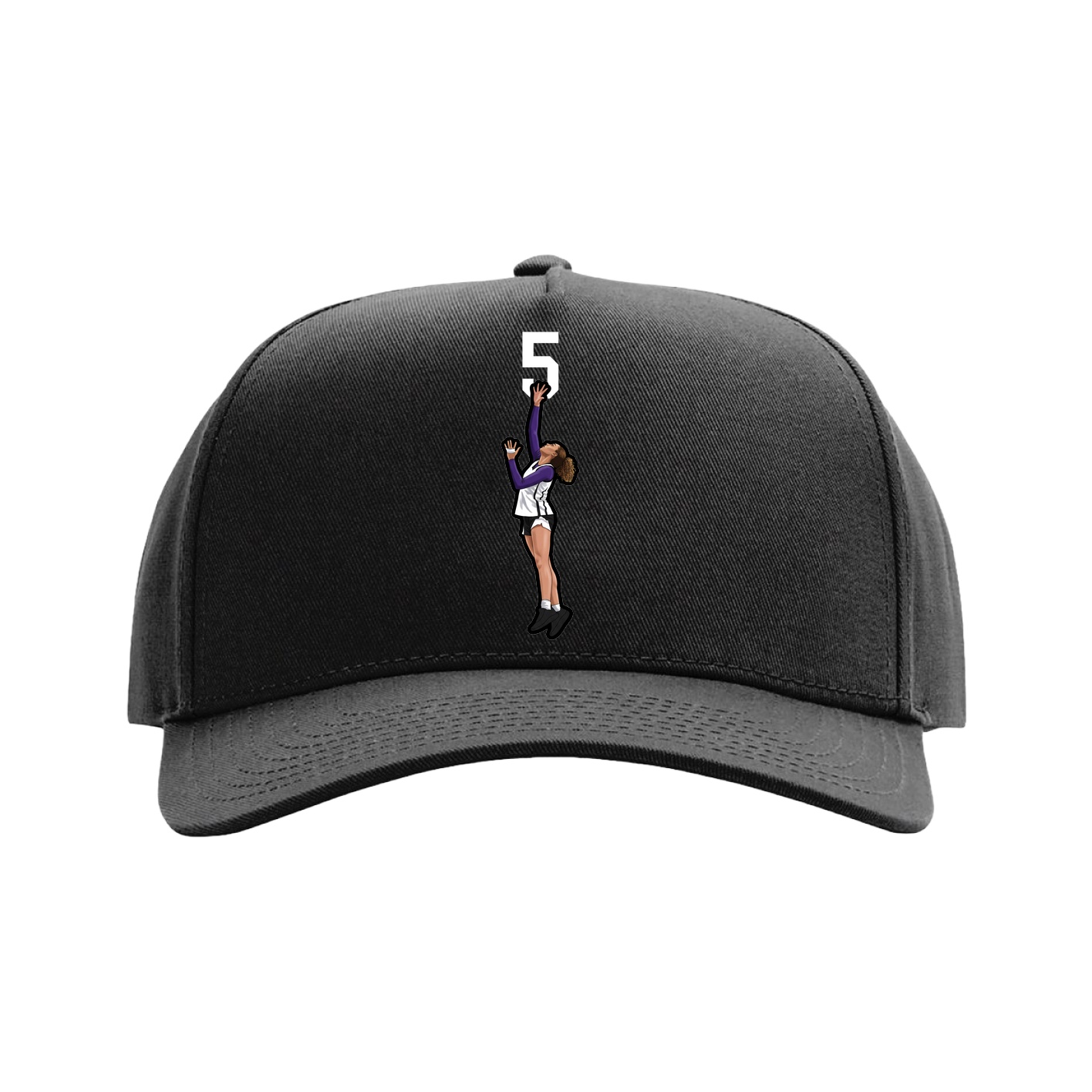 Full Fabric Five-Panel Champ Cap — Number Top in Black