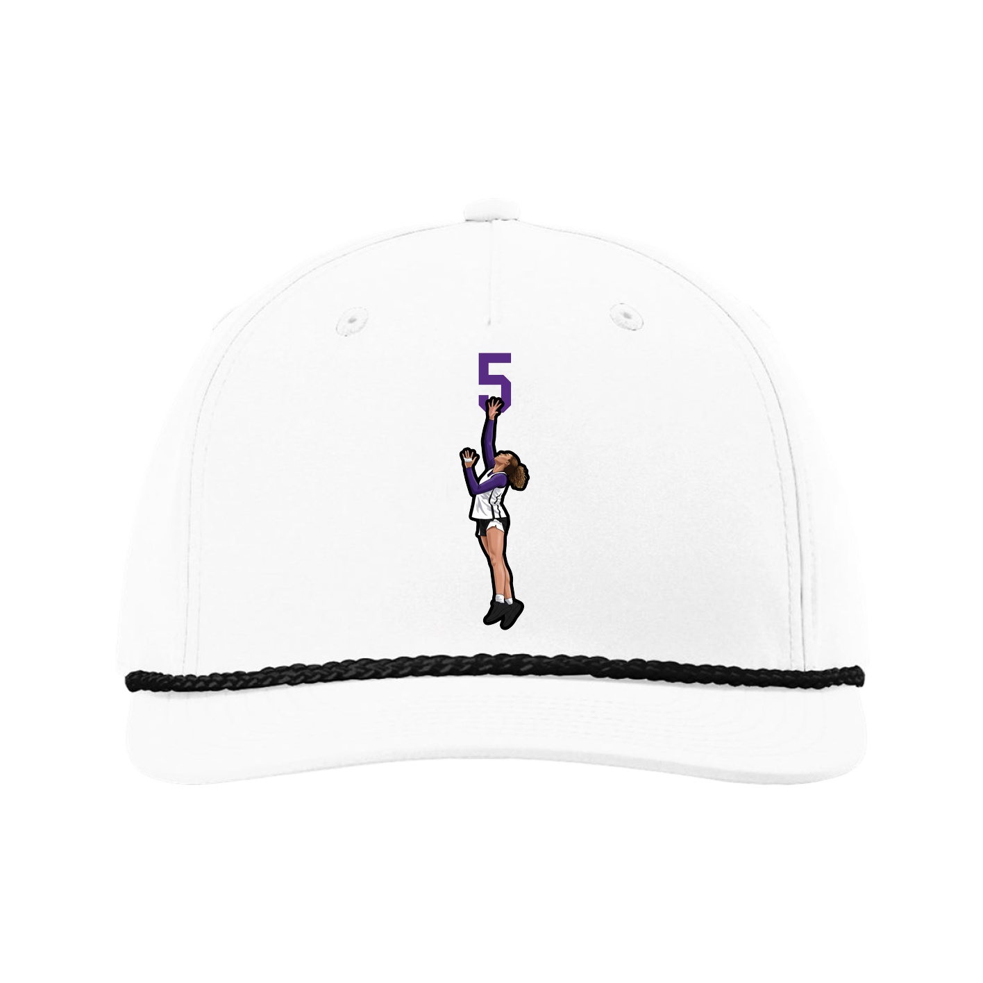 Five-Panel Classic Rope Cap — Number Top in White