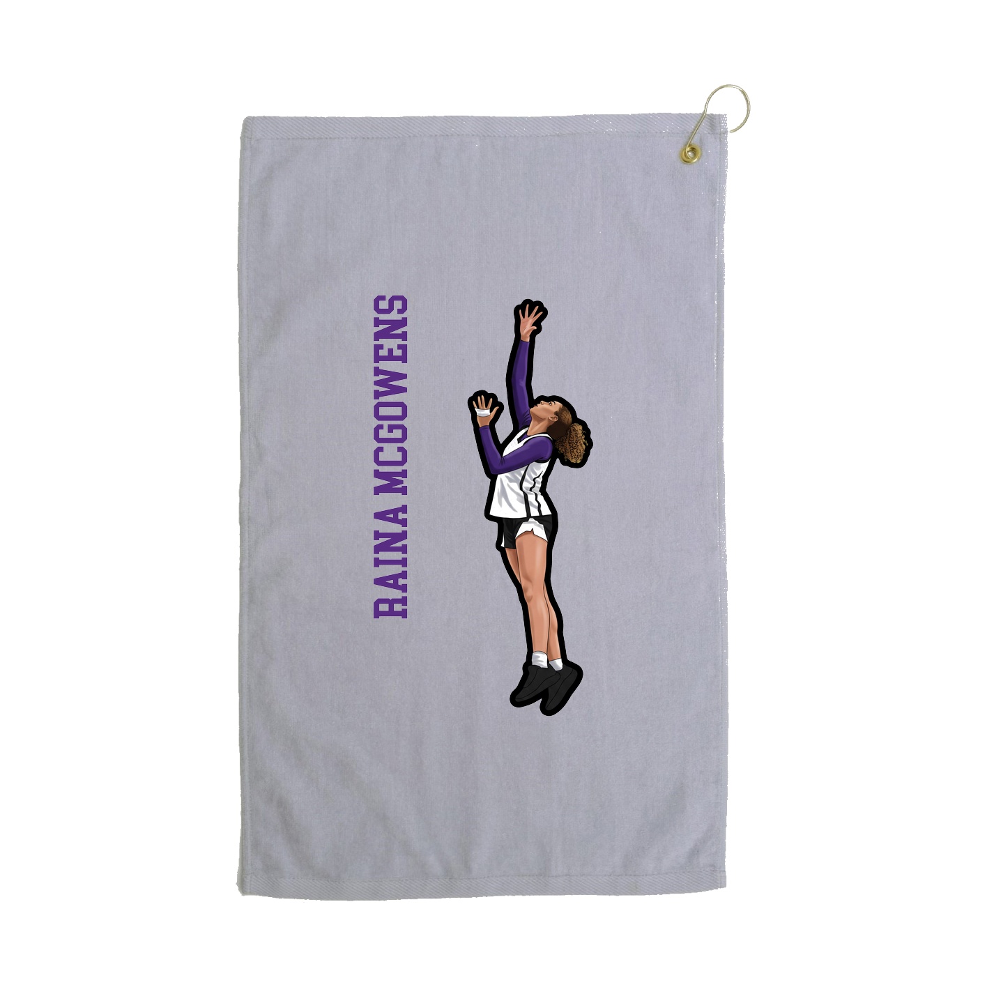 Golf Towel — Name Vertical in Grey