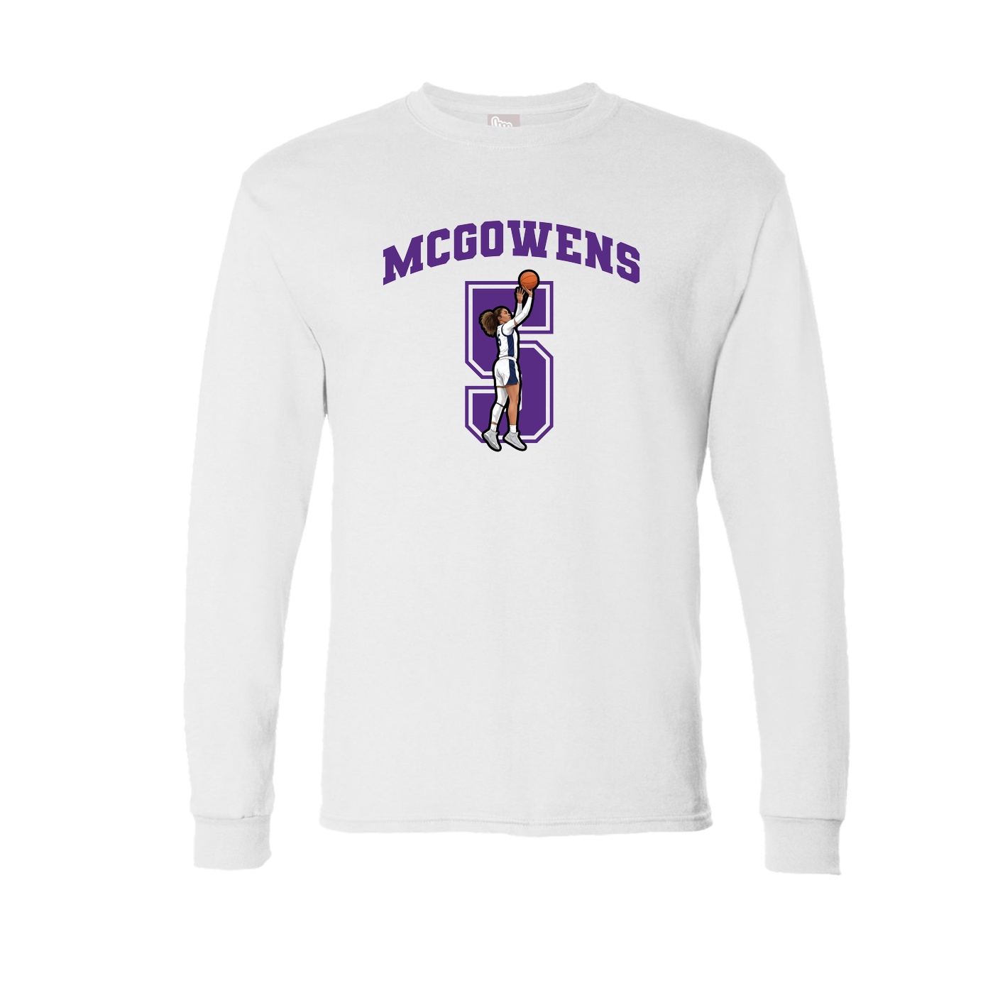 Long Sleeve Tee — Number in White