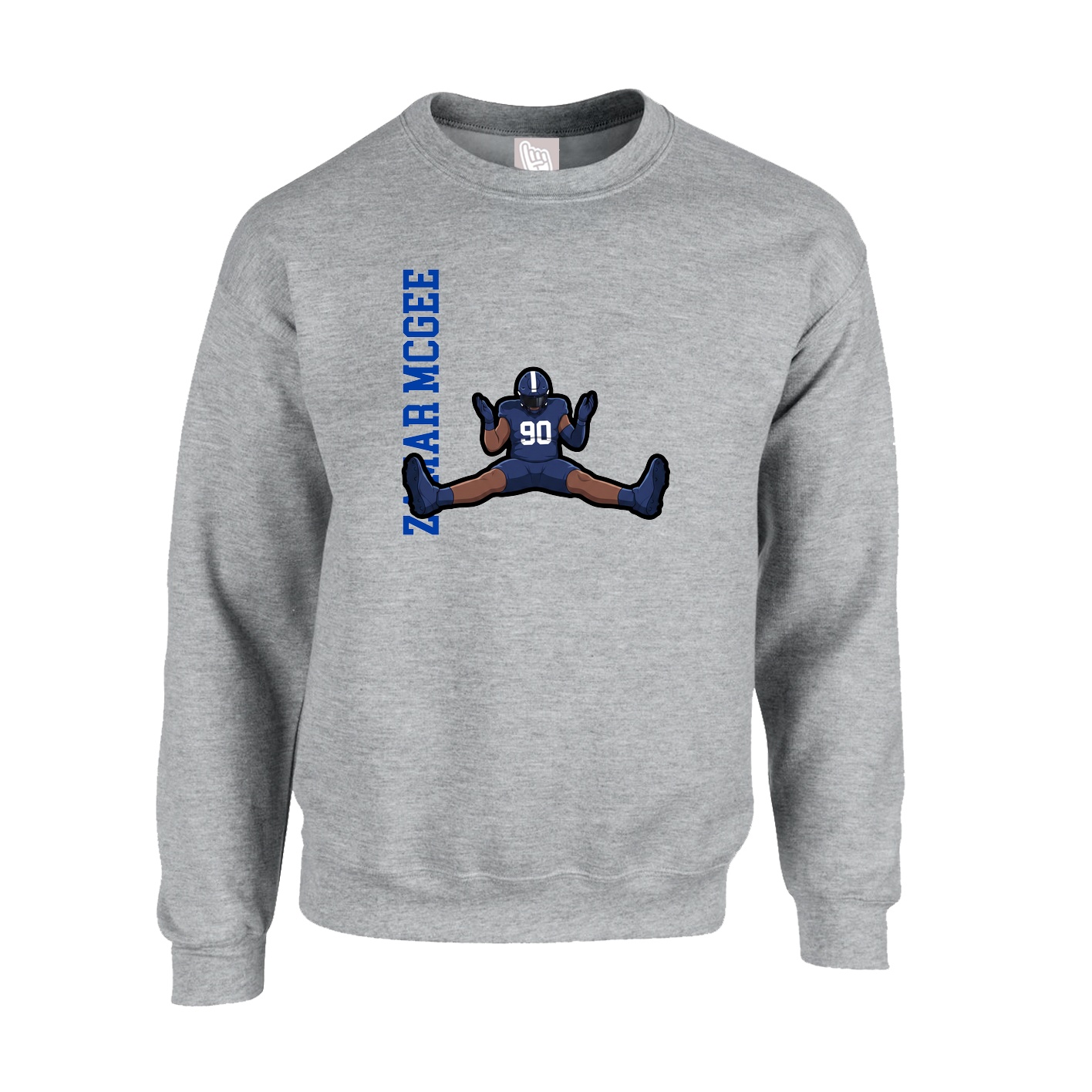 Fleece Crew — Name Vertical in Grey