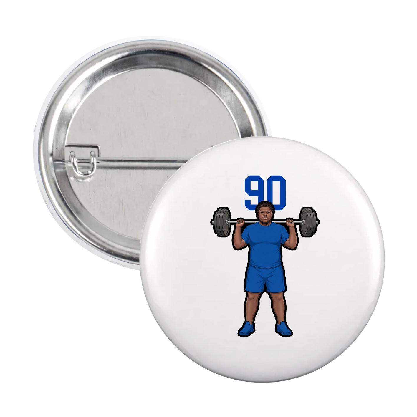 Game Day Button — Number Top in White