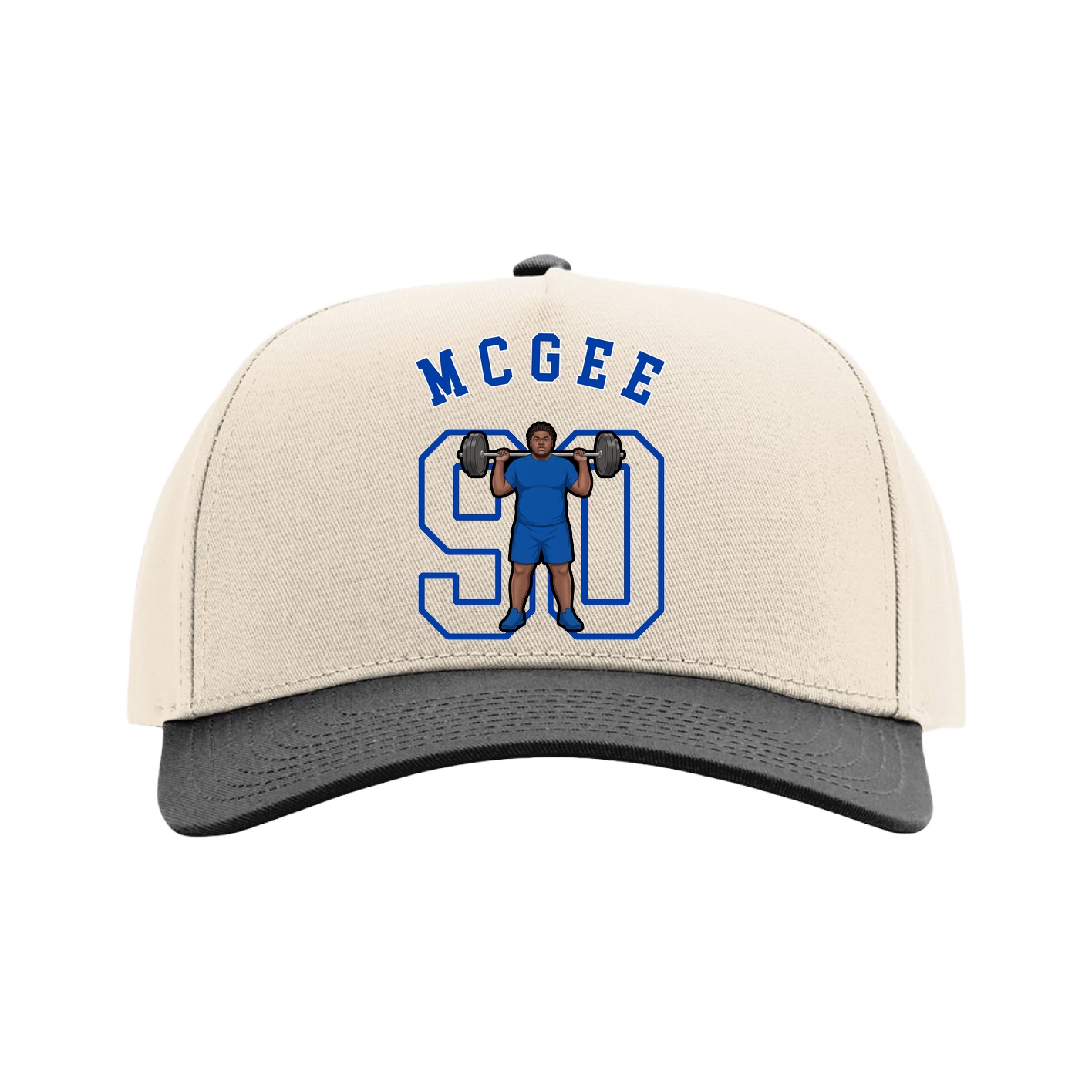Full Fabric Five-Panel Champ Cap — Shirsey Arch in Cream/Black