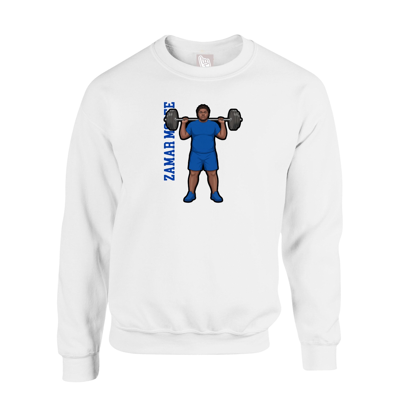 Fleece Crew — Name Vertical in White