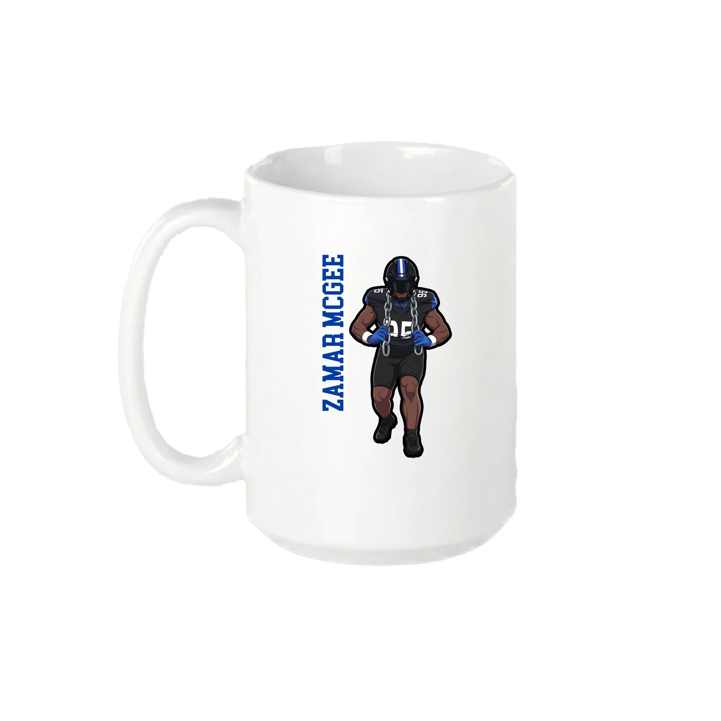 15oz Coffee Mug — Name Vertical in White