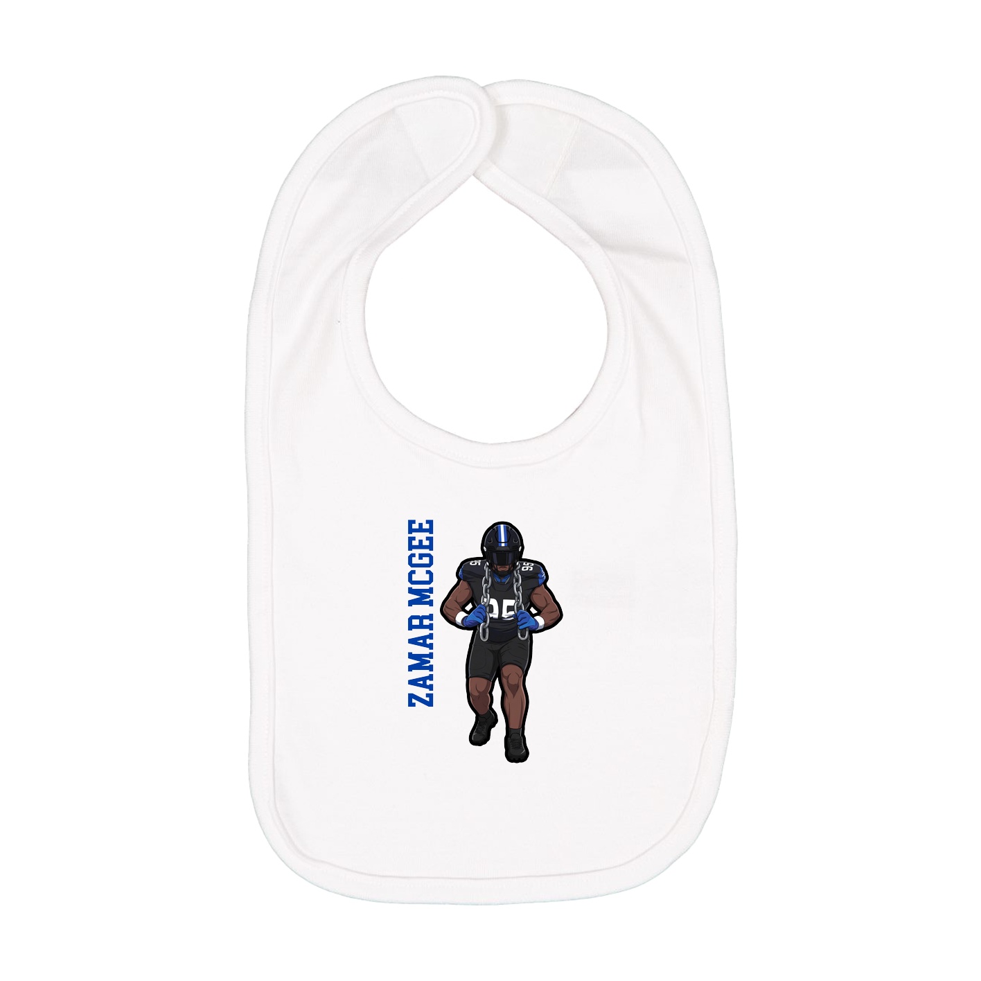 Infant Bib — Name Vertical in White