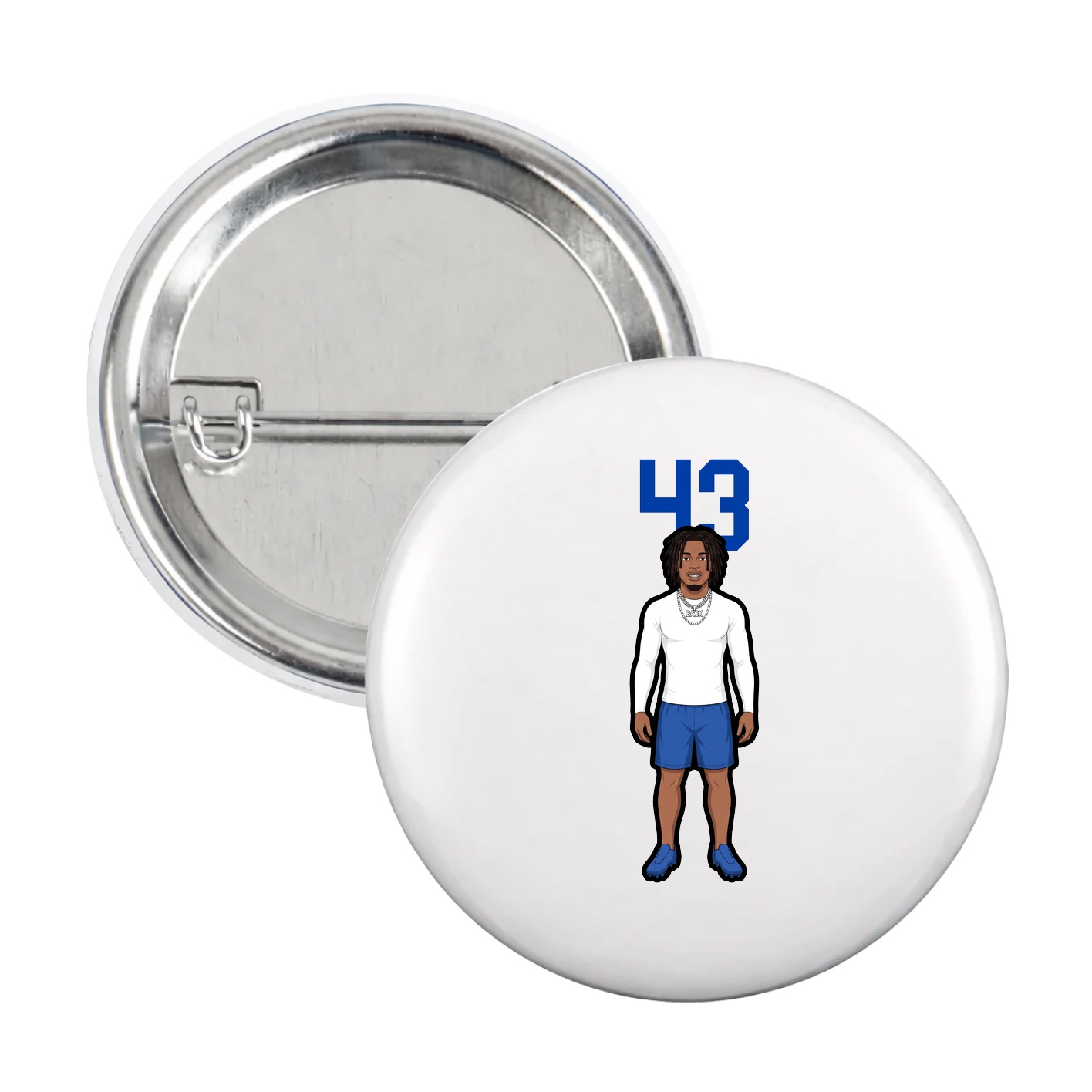 Game Day Button — Number Top in White