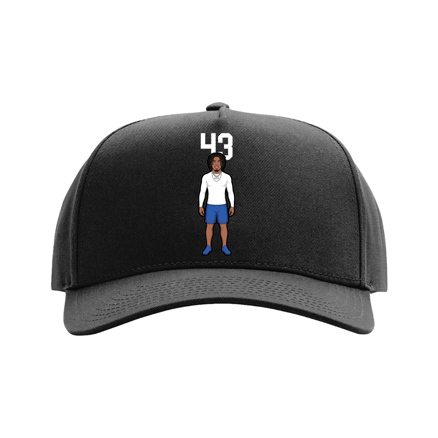 Full Fabric Five-Panel Champ Cap — Number Top in Black
