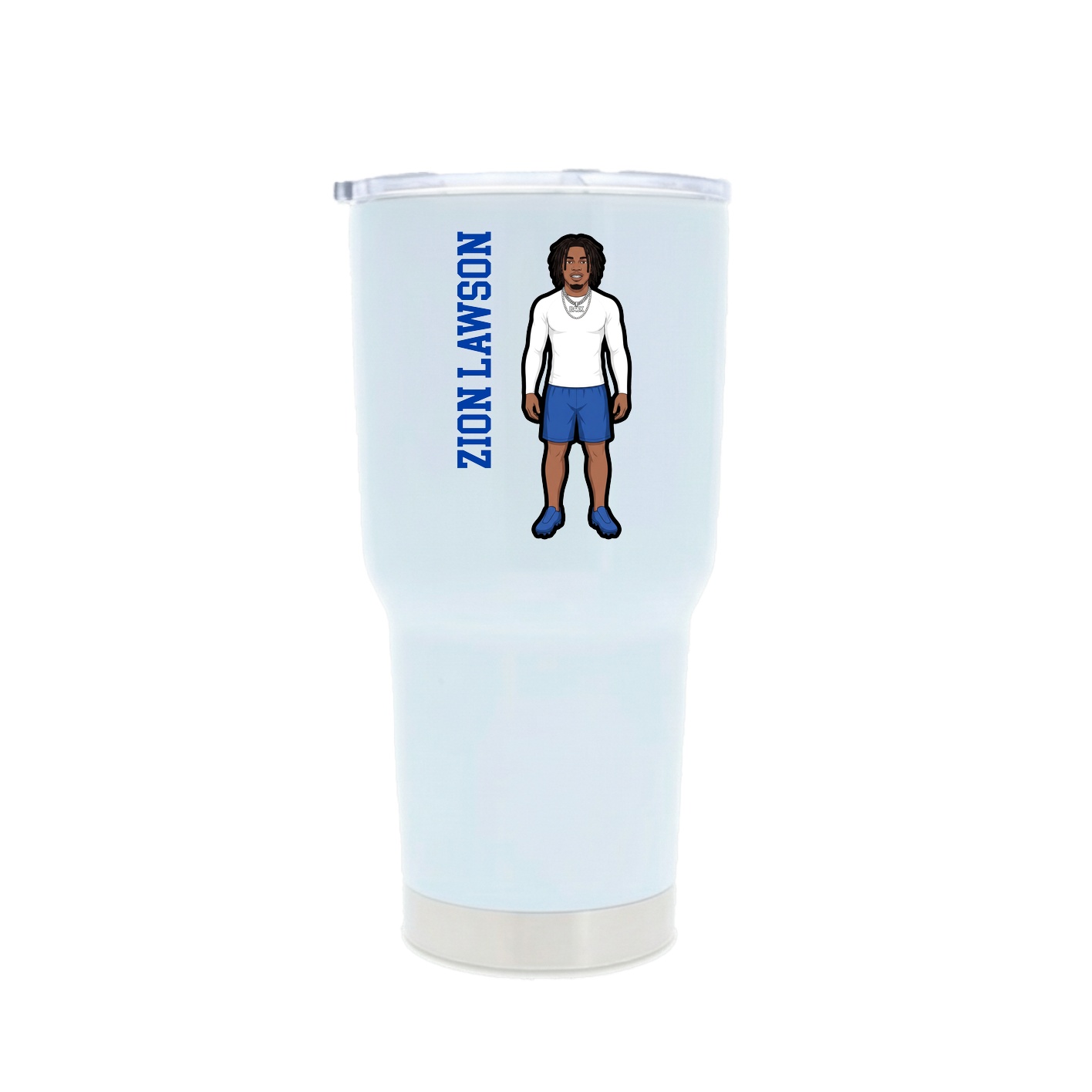 30oz Stainless Steel Tumbler — Name Vertical in White