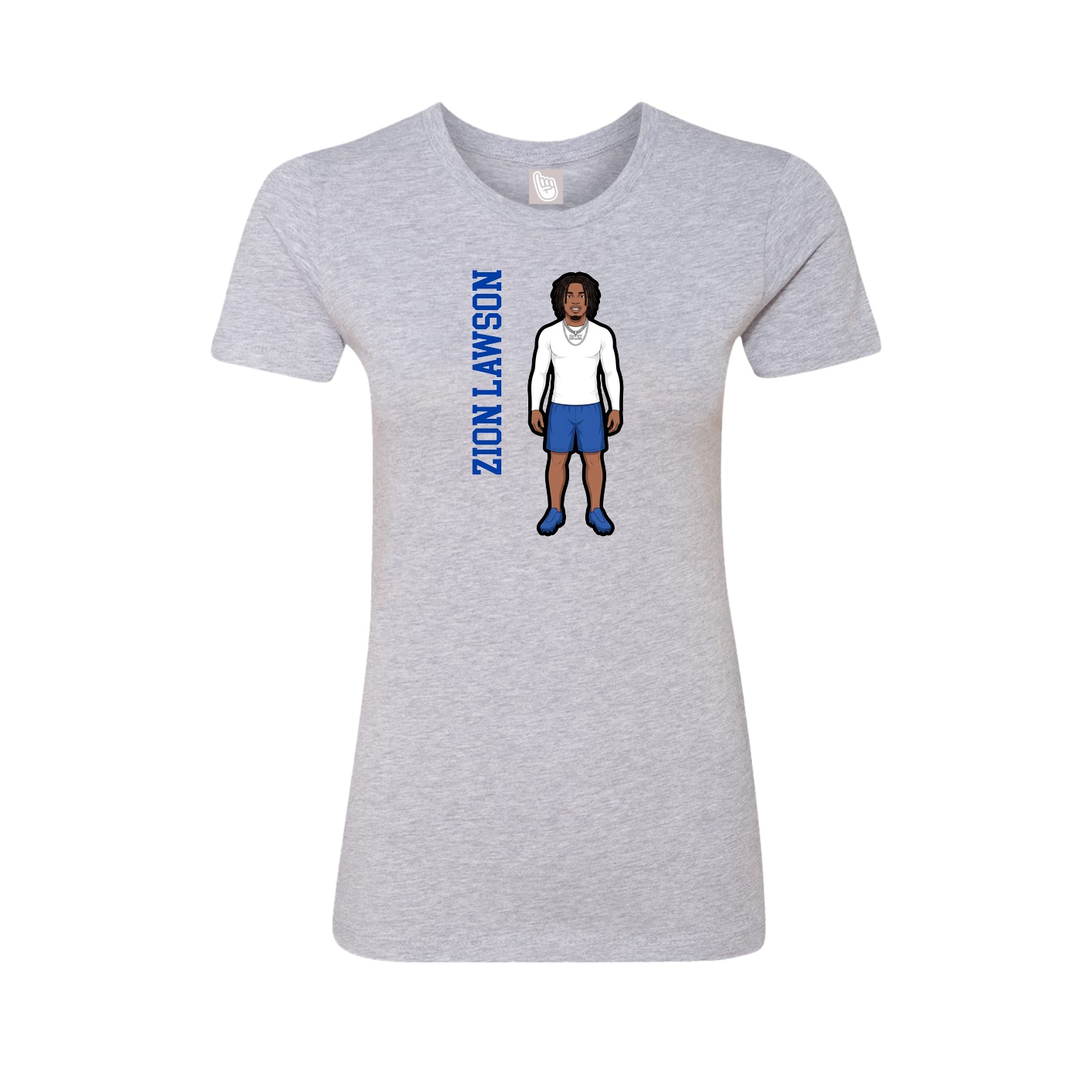 Fitted Women's Tee — Name Vertical in Grey