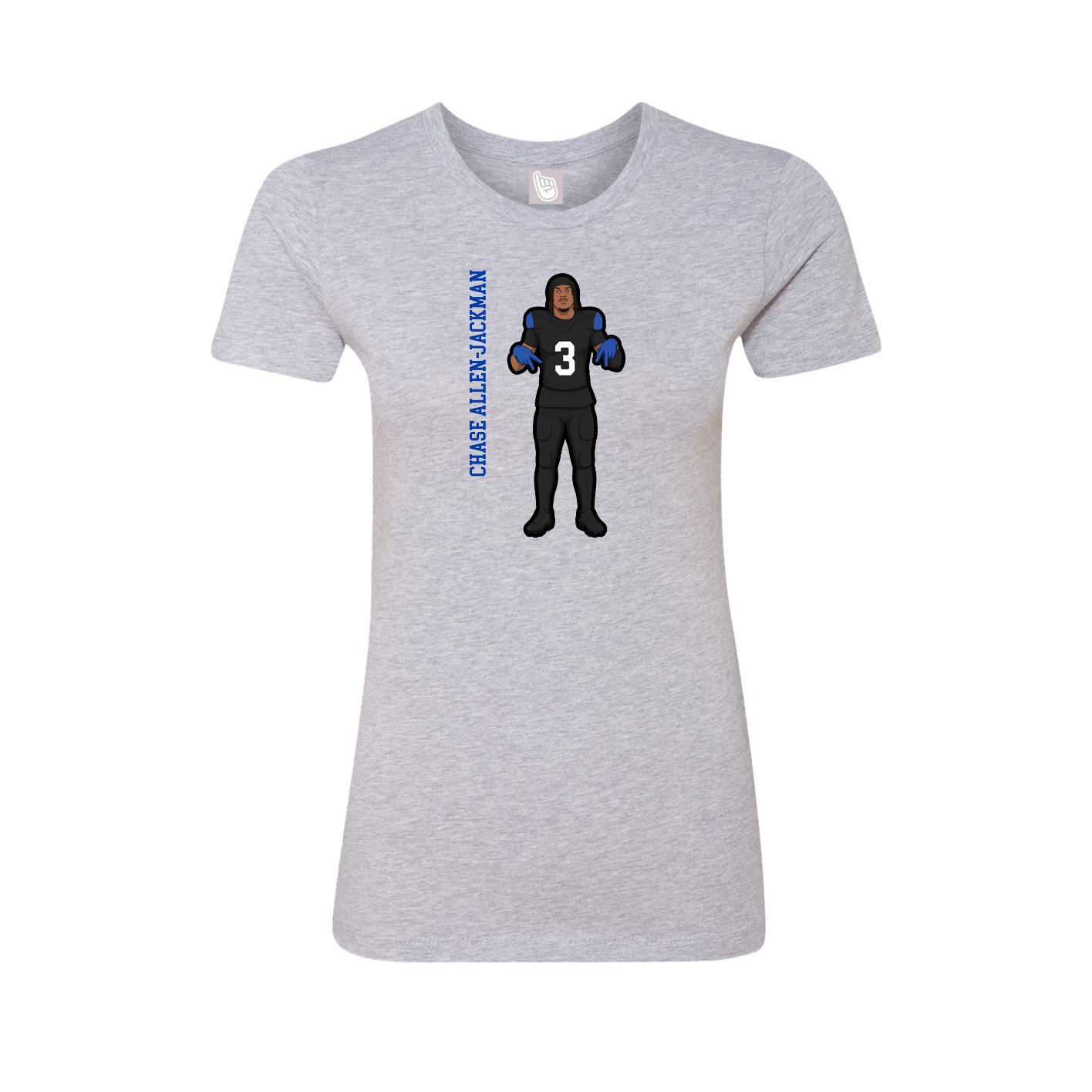 Womens Tee — Name Vertical in Grey