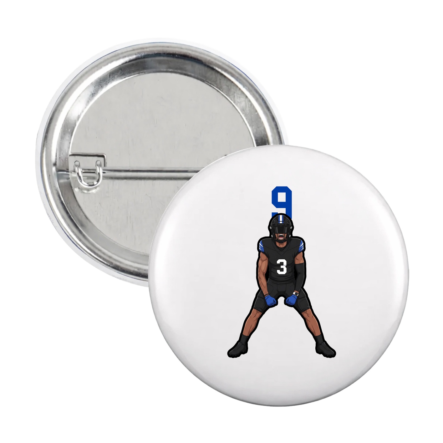 Game Day Button — Number Top in White