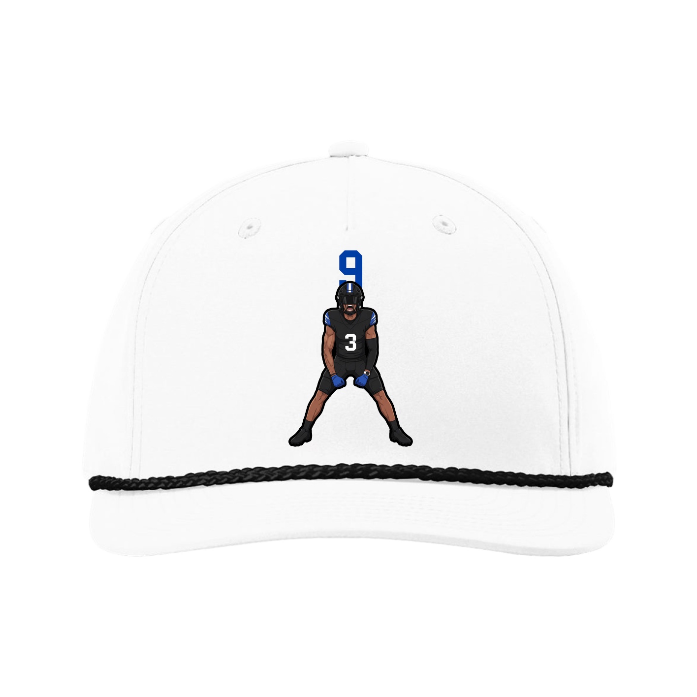 Five-Panel Classic Rope Cap — Number Top in White