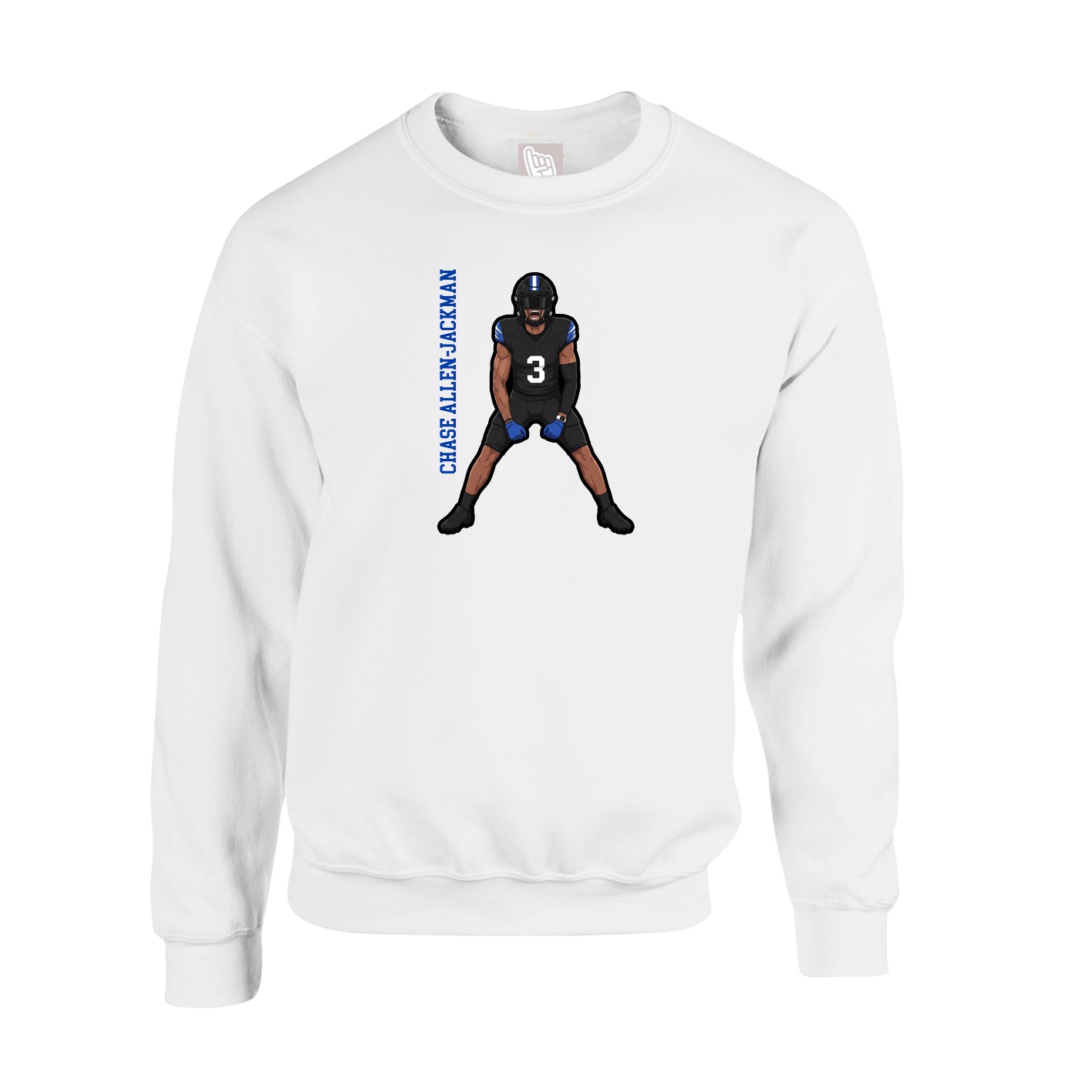 Fleece Crew — Name Vertical in White