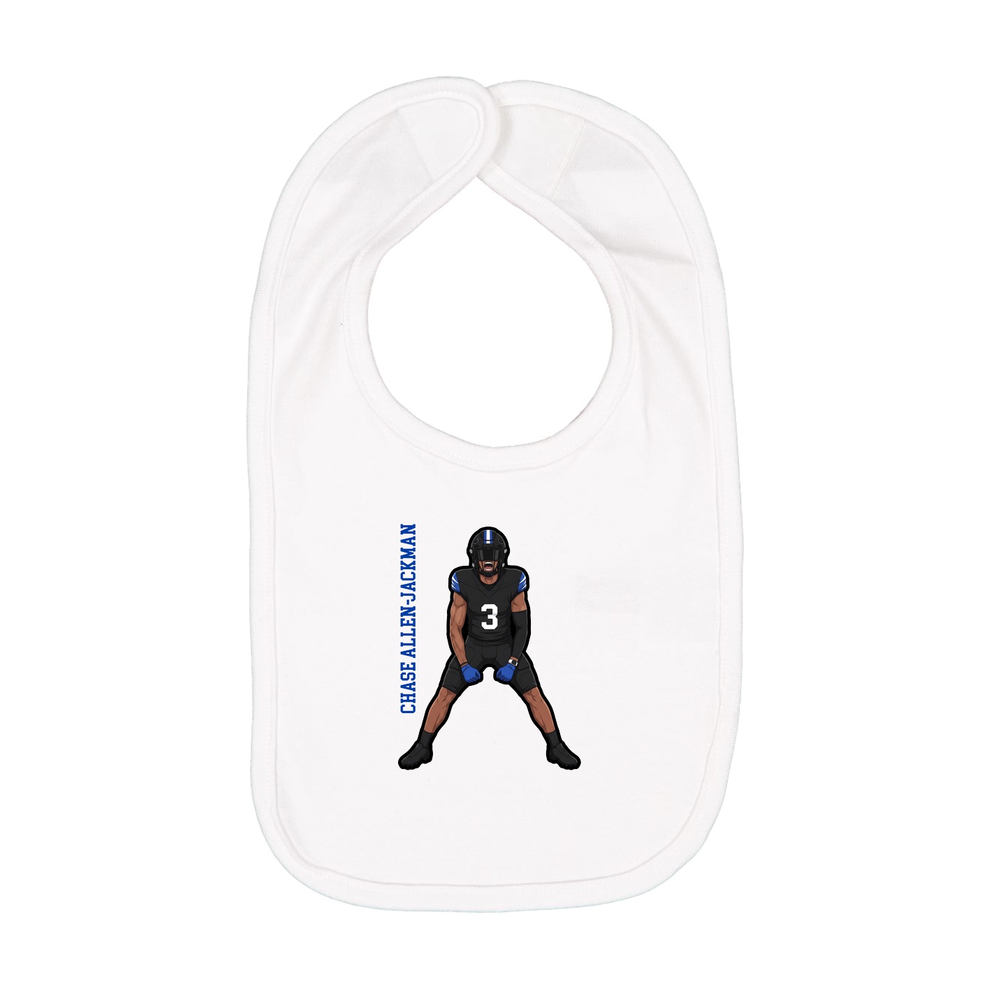 Infant Bib — Name Vertical in White