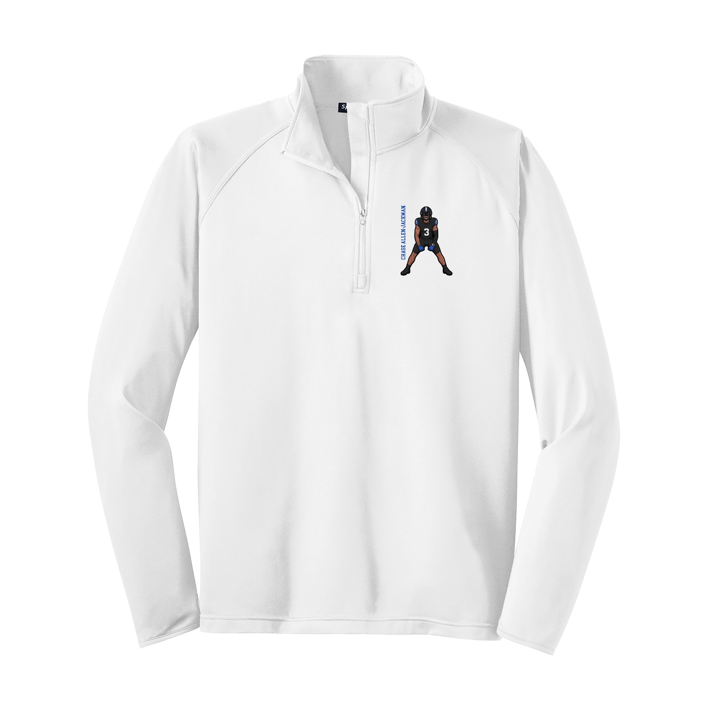 Q-Zip Pullover — Name Vertical in White