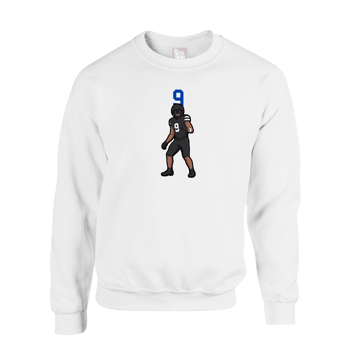Fleece Crew — Number Top in White
