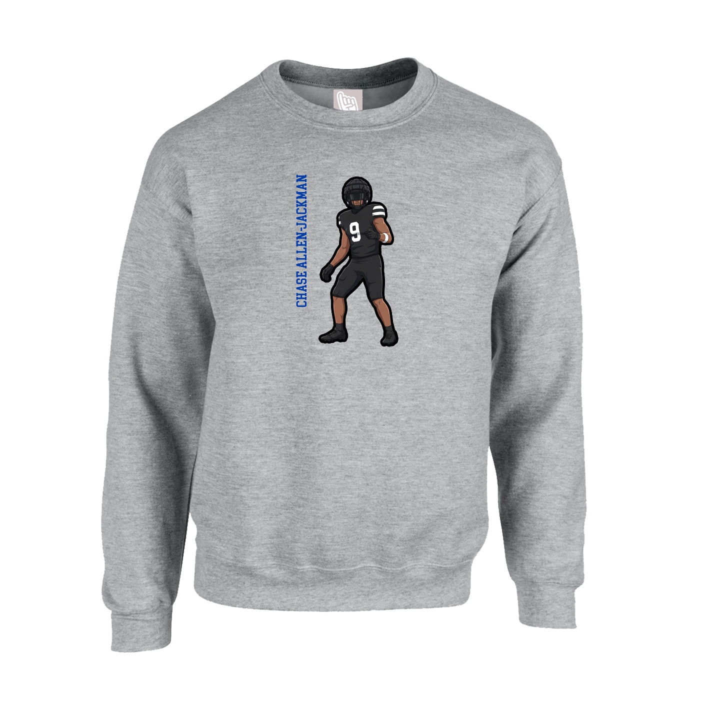 Fleece Crew — Name Vertical in Grey