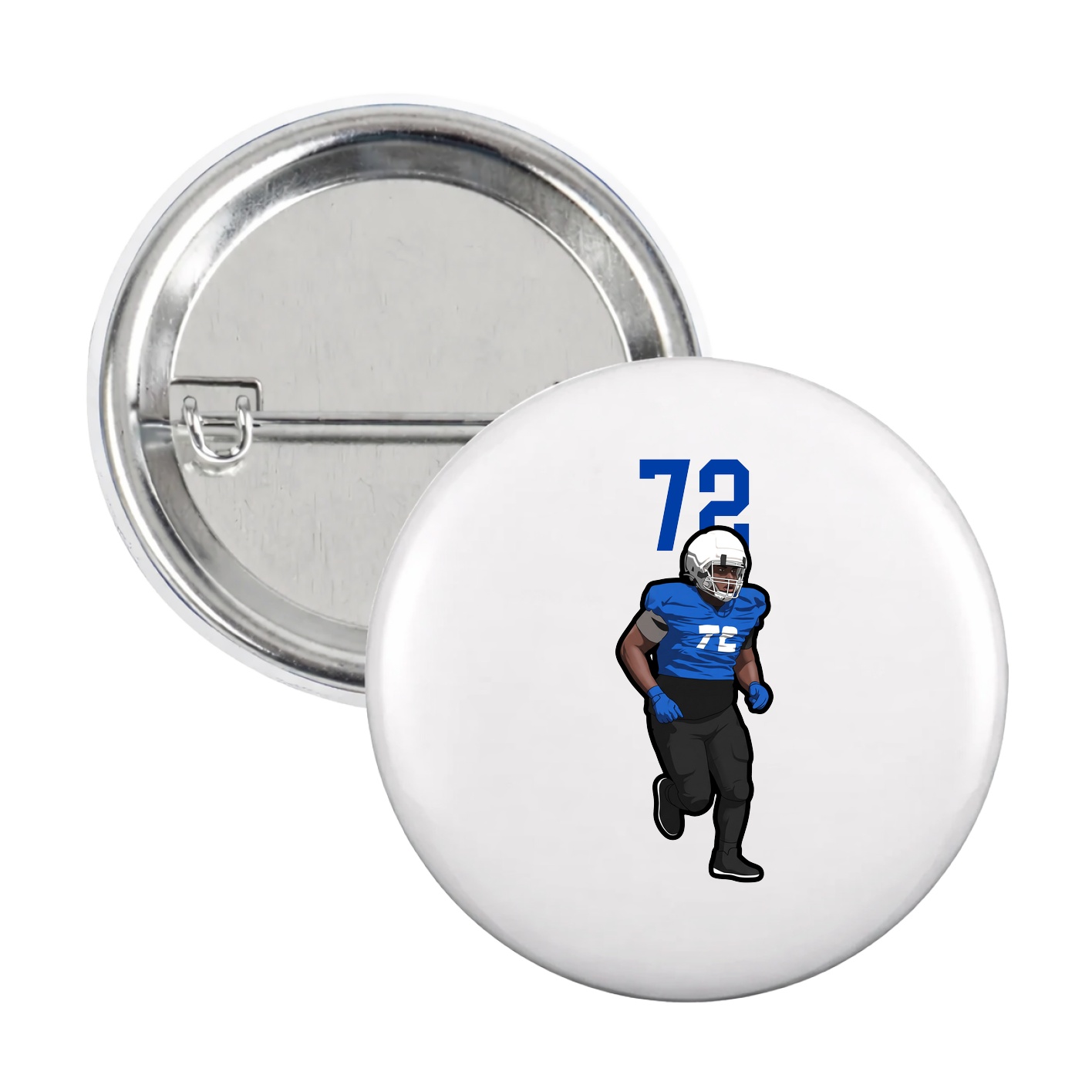 Game Day Button — Number Top in White