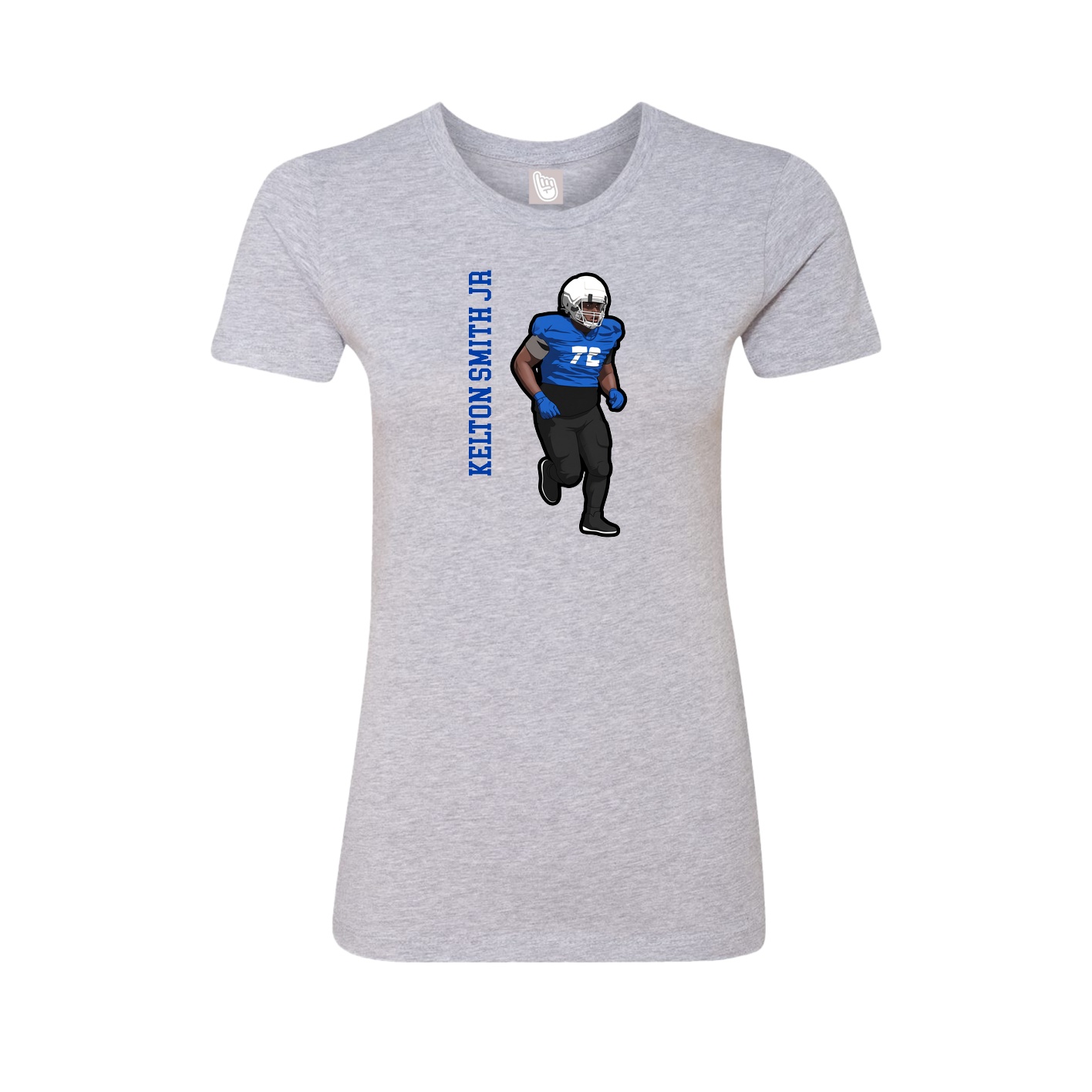 Fitted Women's Tee — Name Vertical in Grey