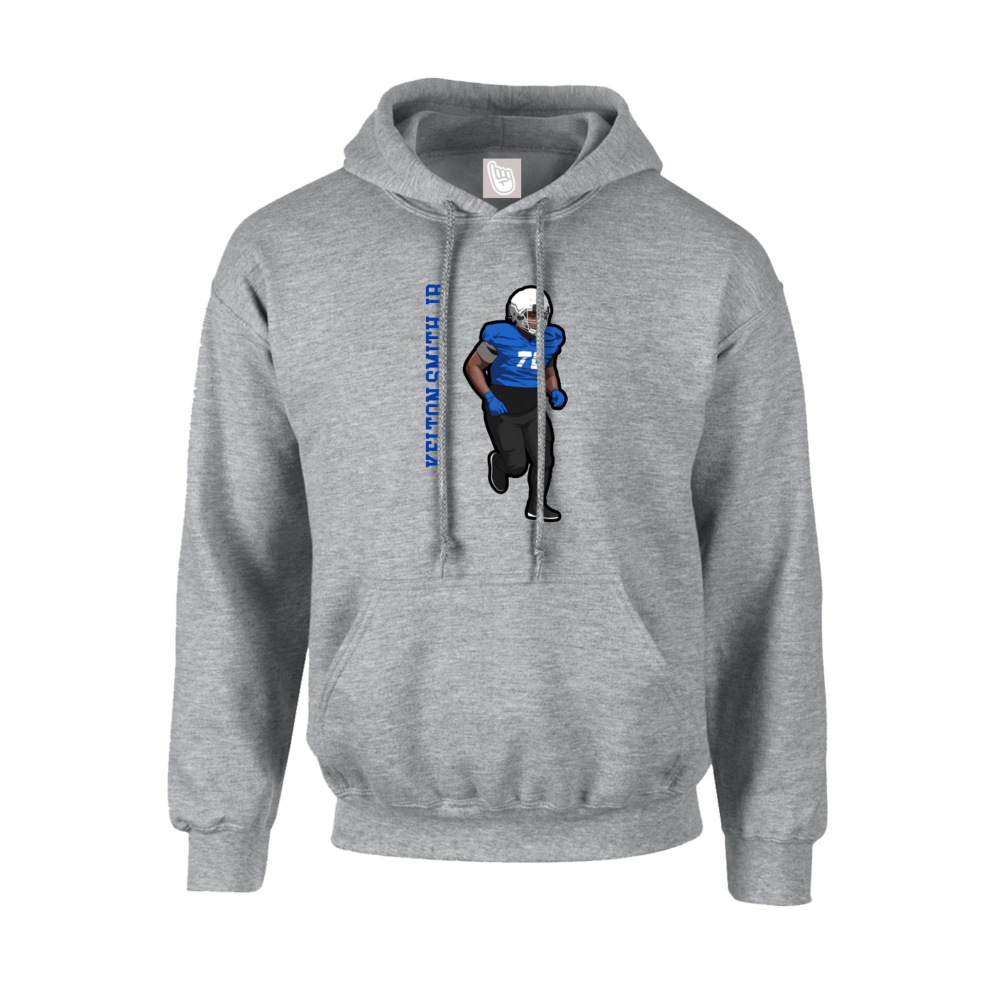 Youth Hoodie — Name Vertical in Grey