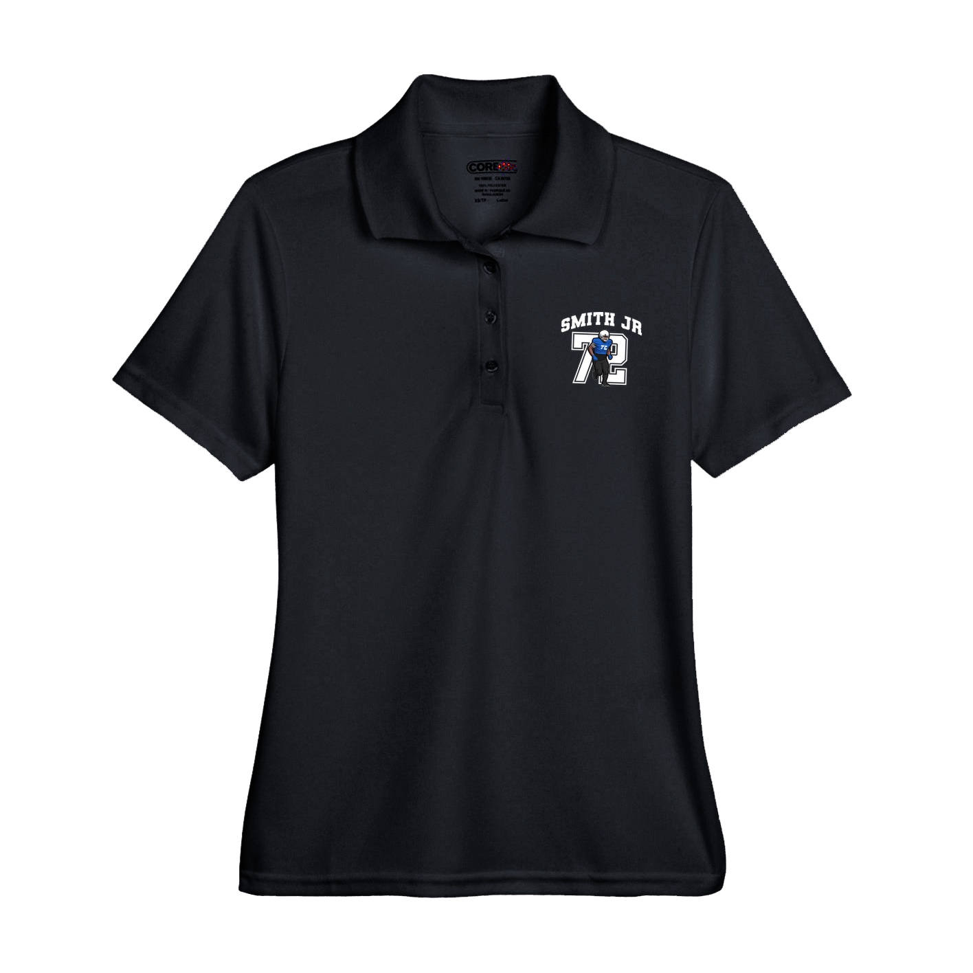 Womens Performance Polo — Number in Black
