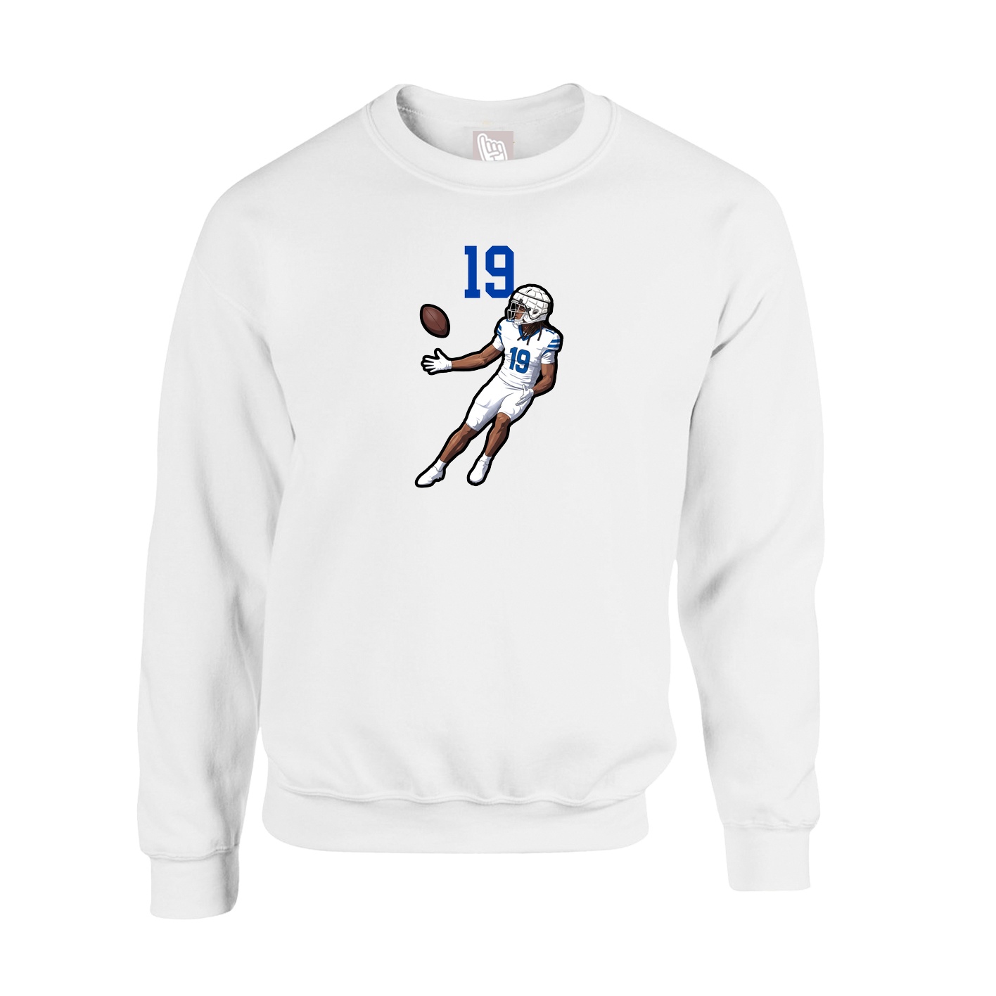 Fleece Crew — Number Top in White
