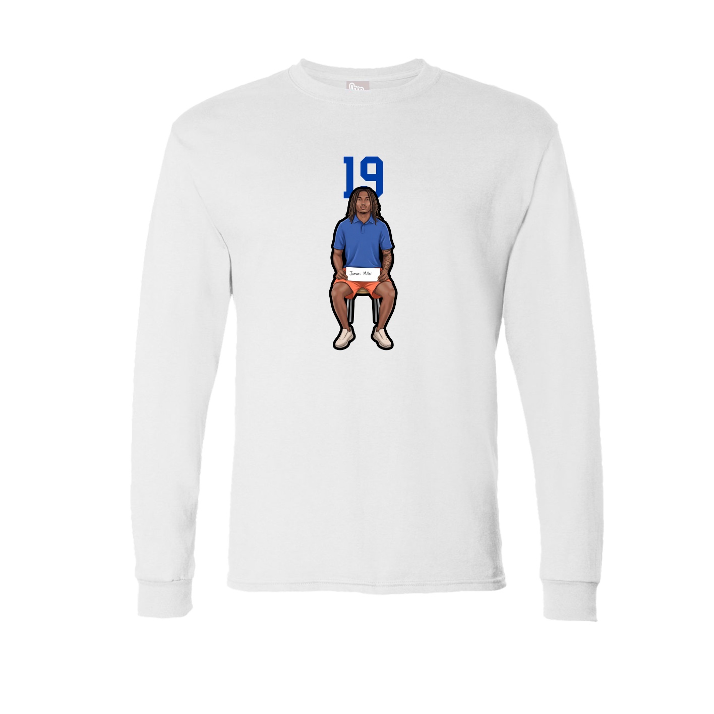 Long Sleeve Tee — Number Top in White