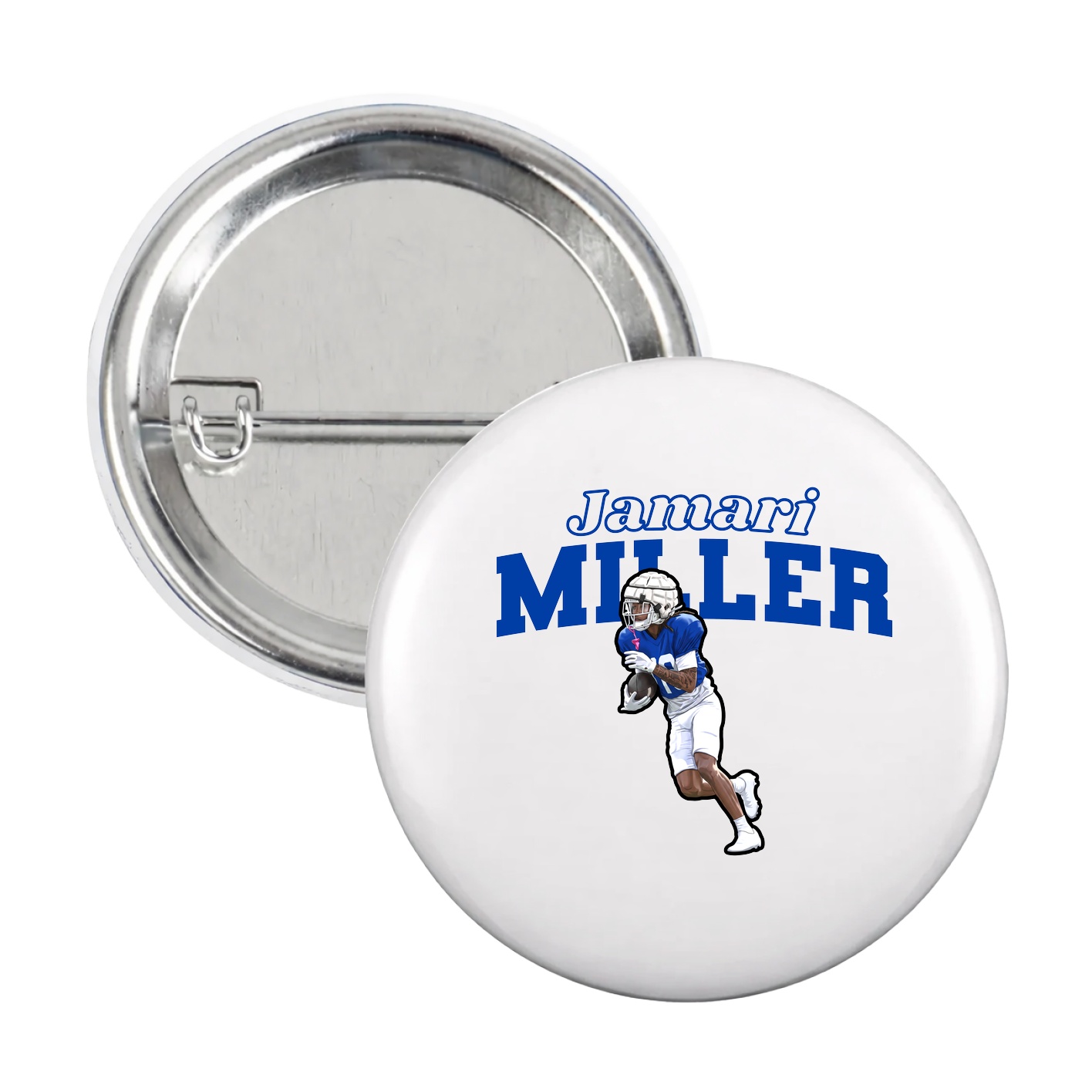 Game Day Button — Name Arch in White