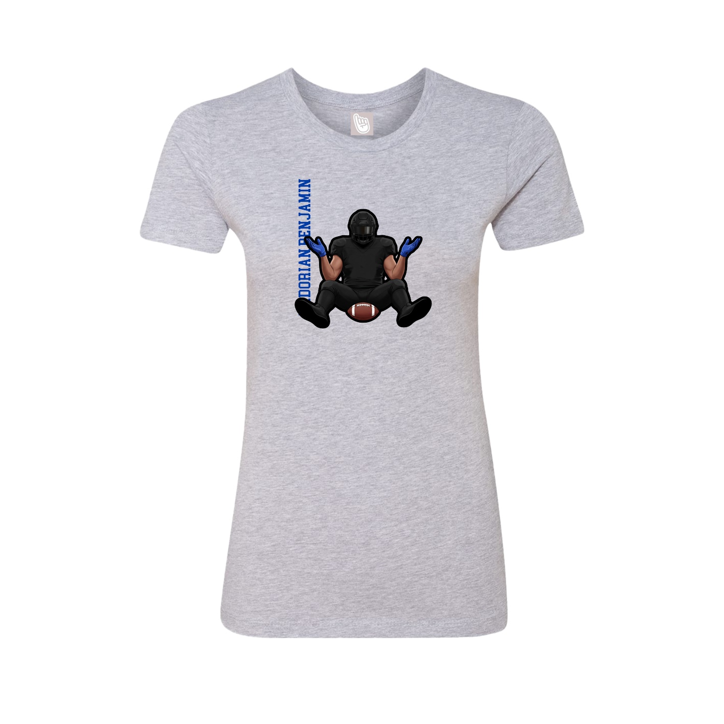 Fitted Women's Tee — Name Vertical in Grey