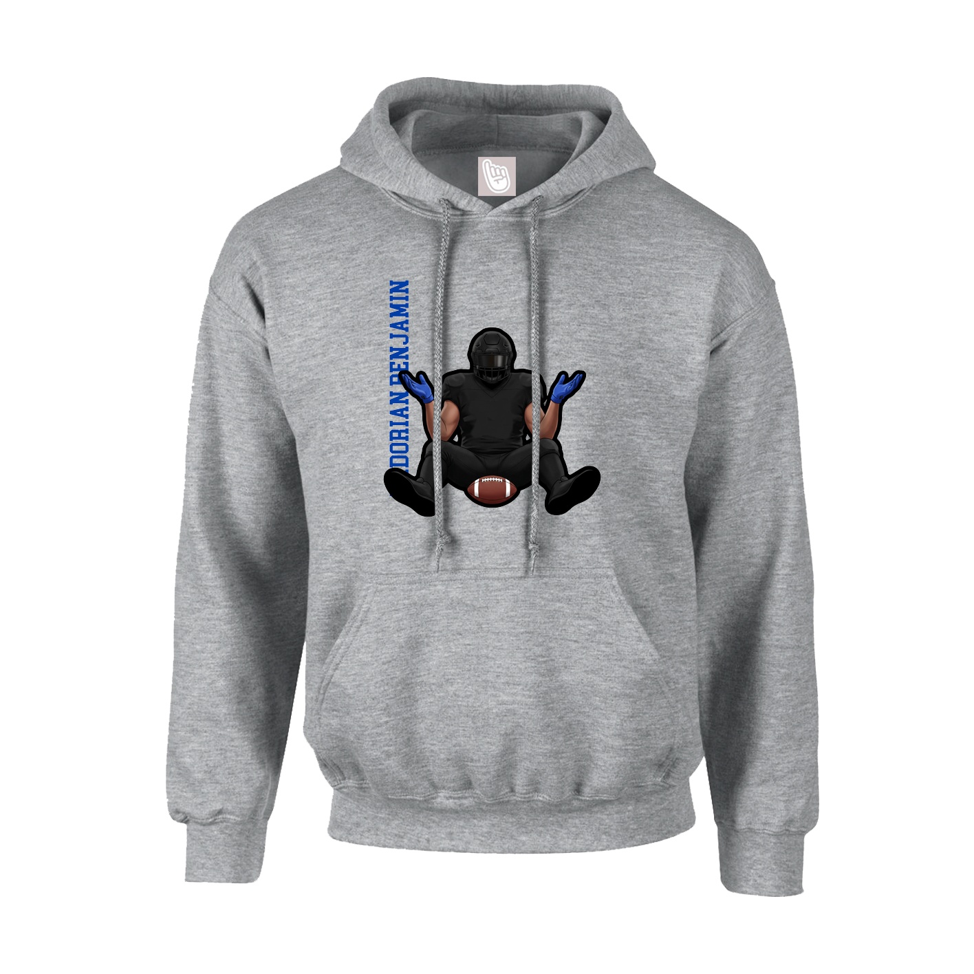 Youth Hoodie — Name Vertical in Grey