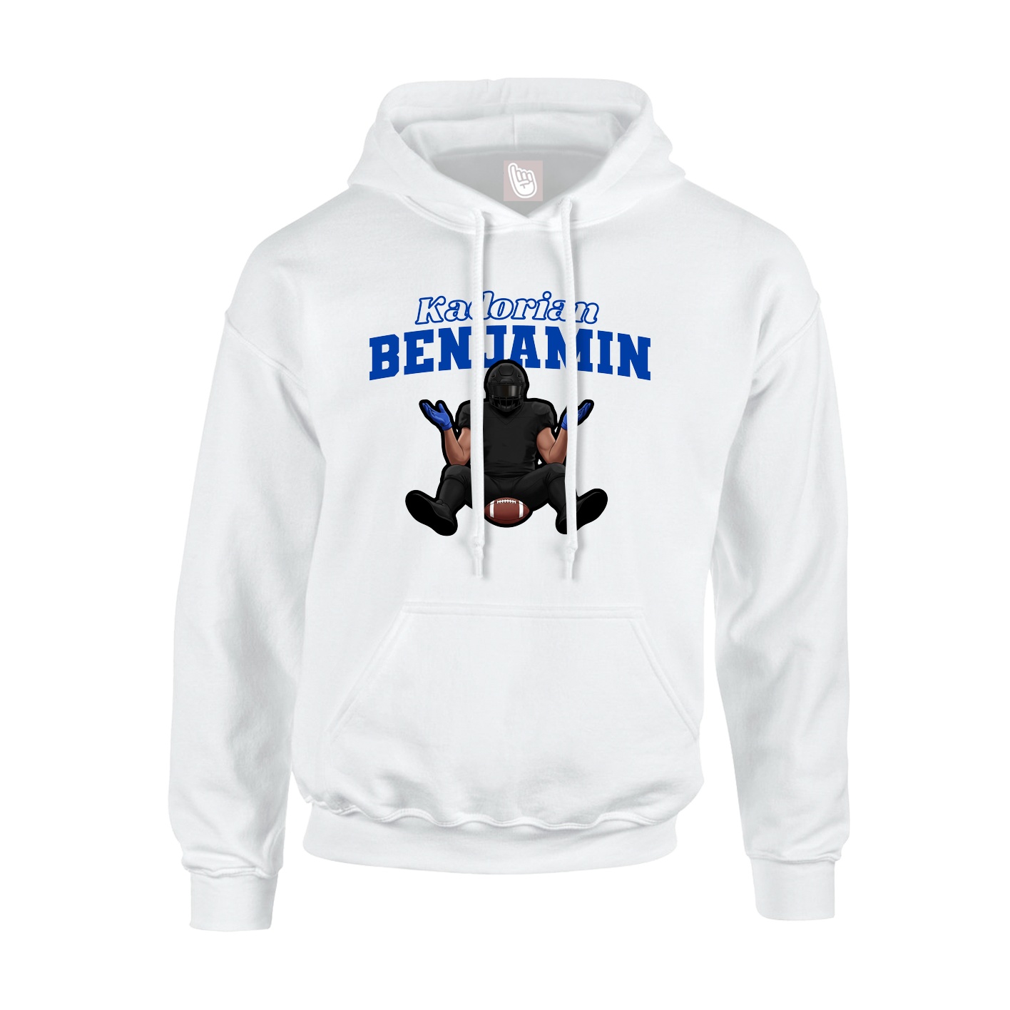 Youth Hoodie — Name Arch in White