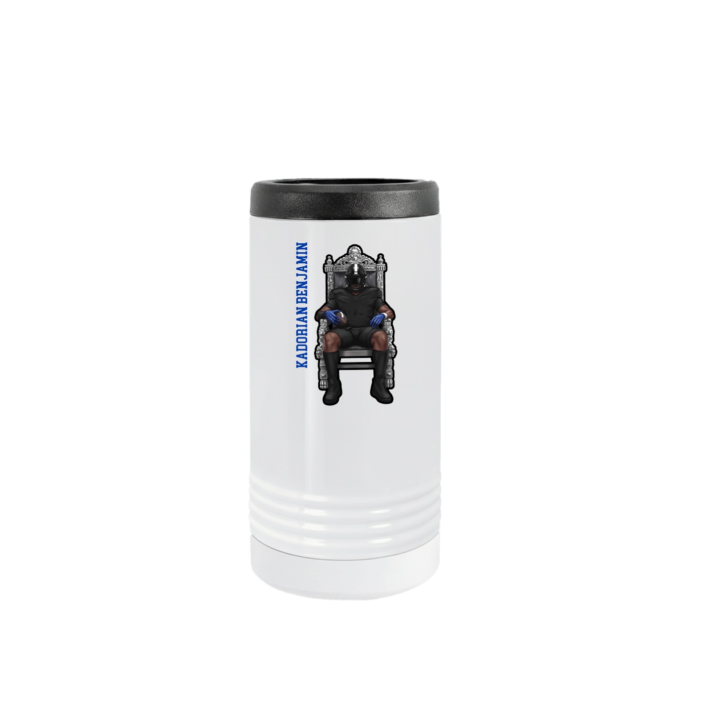 Slim Beverage Holder — Name Vertical in White